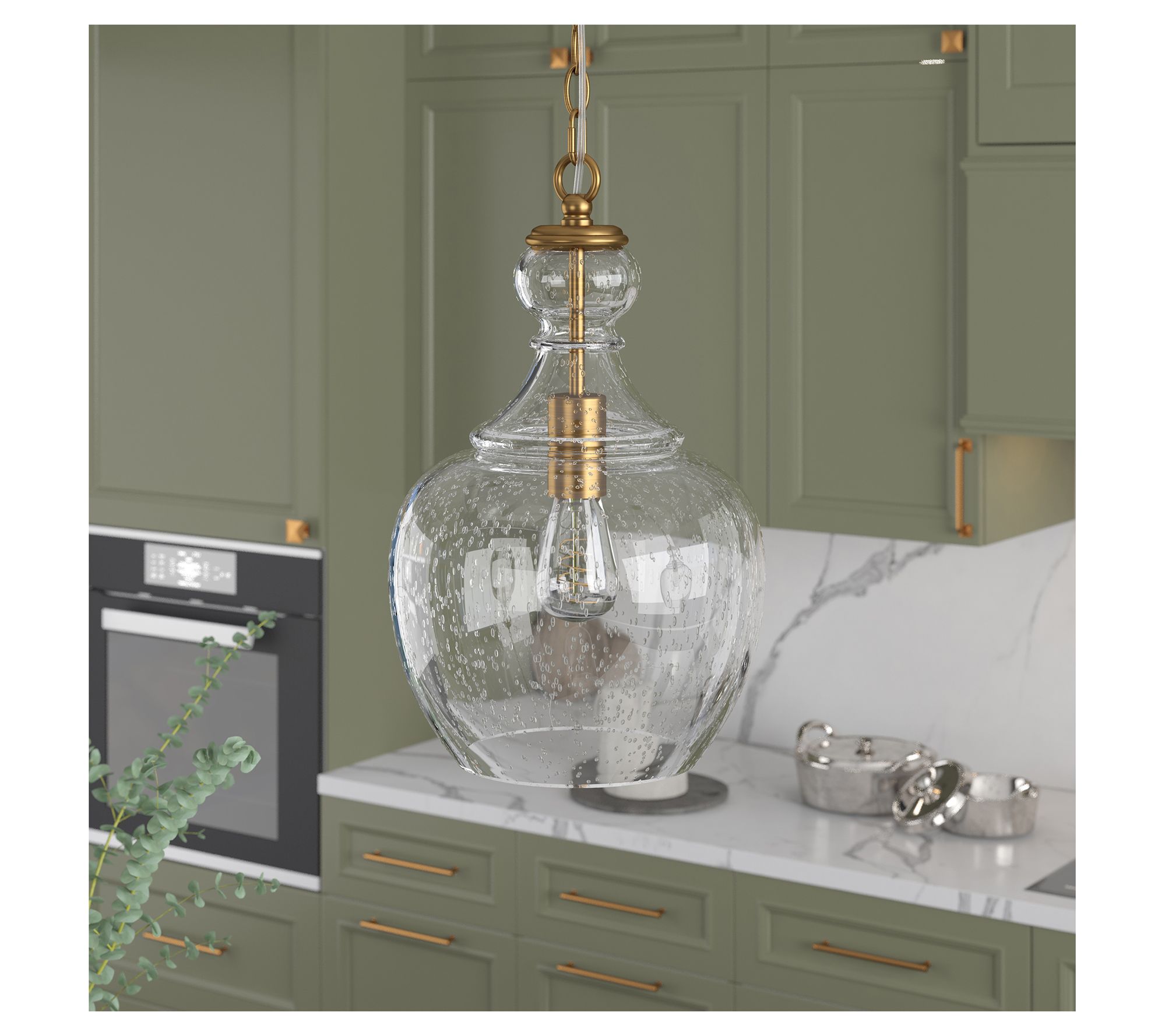 Hudson&Canal Verona 11" Wide Pendant with Seeded Glass Shade