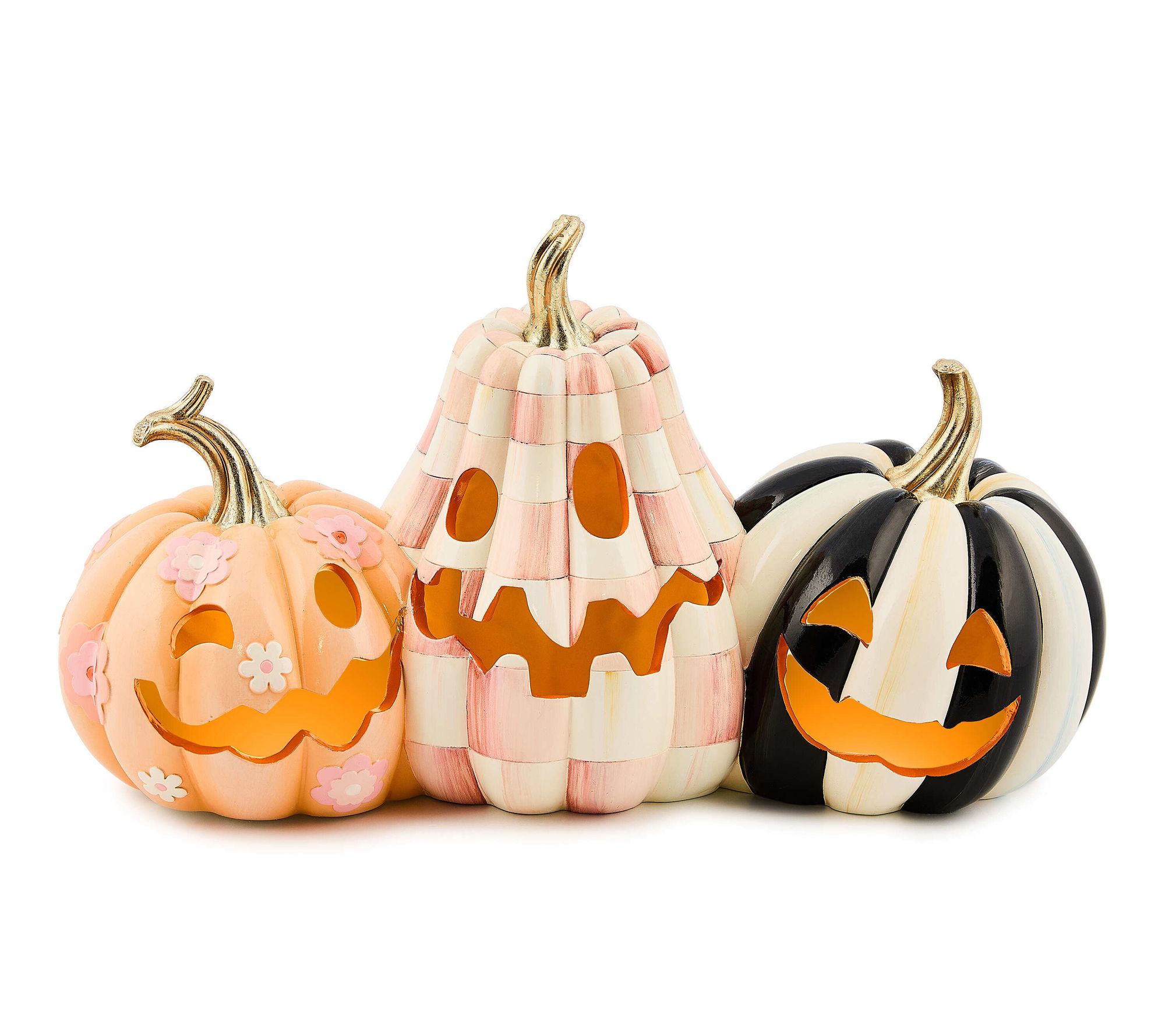  MacKenzie-Childs Hocus Pocus Illuminated Jack O' Lantern Trio