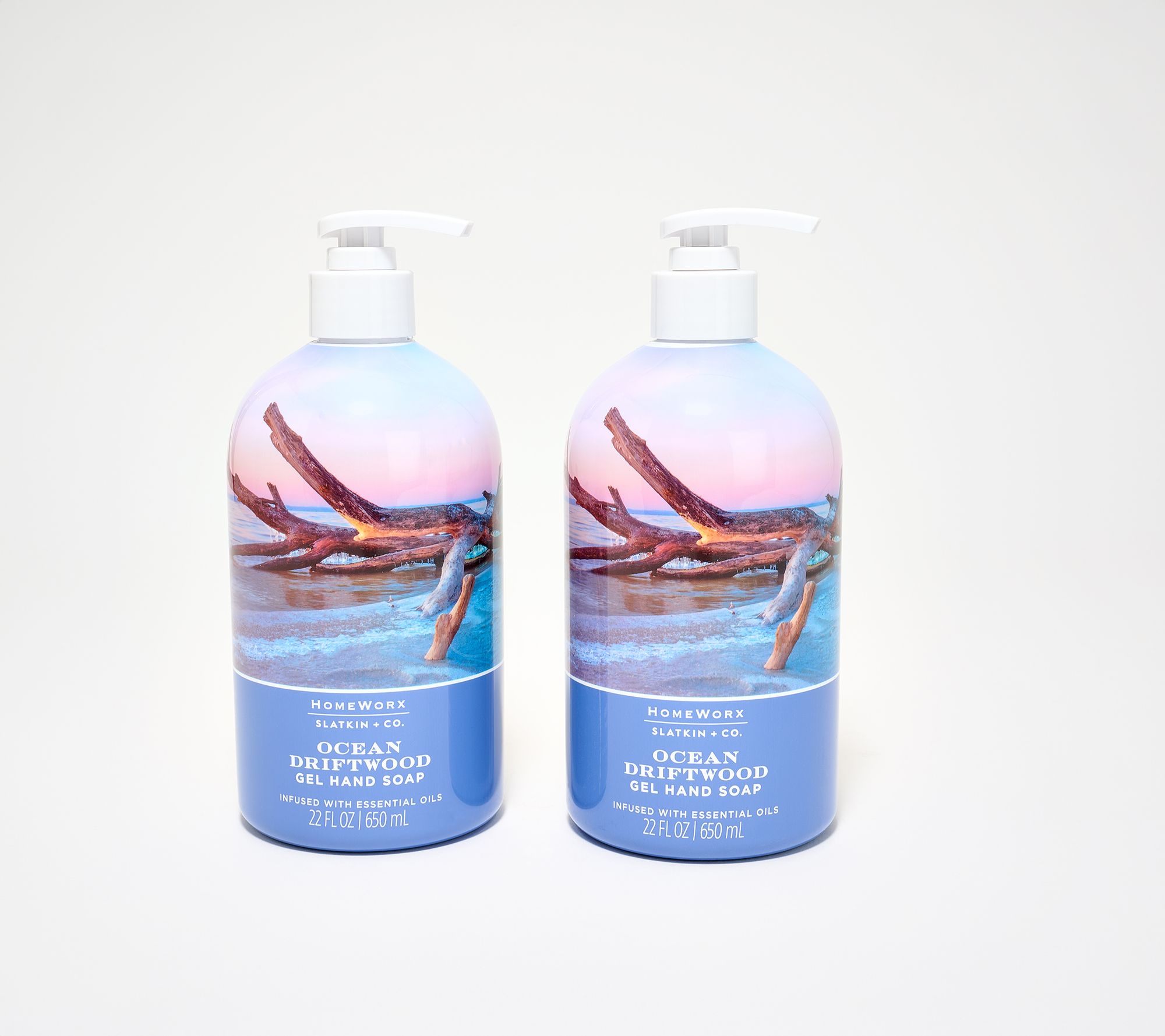 HomeWorx by Slatkin + Co. S/2 22oz Ocean Driftwood Gel Hand Soaps