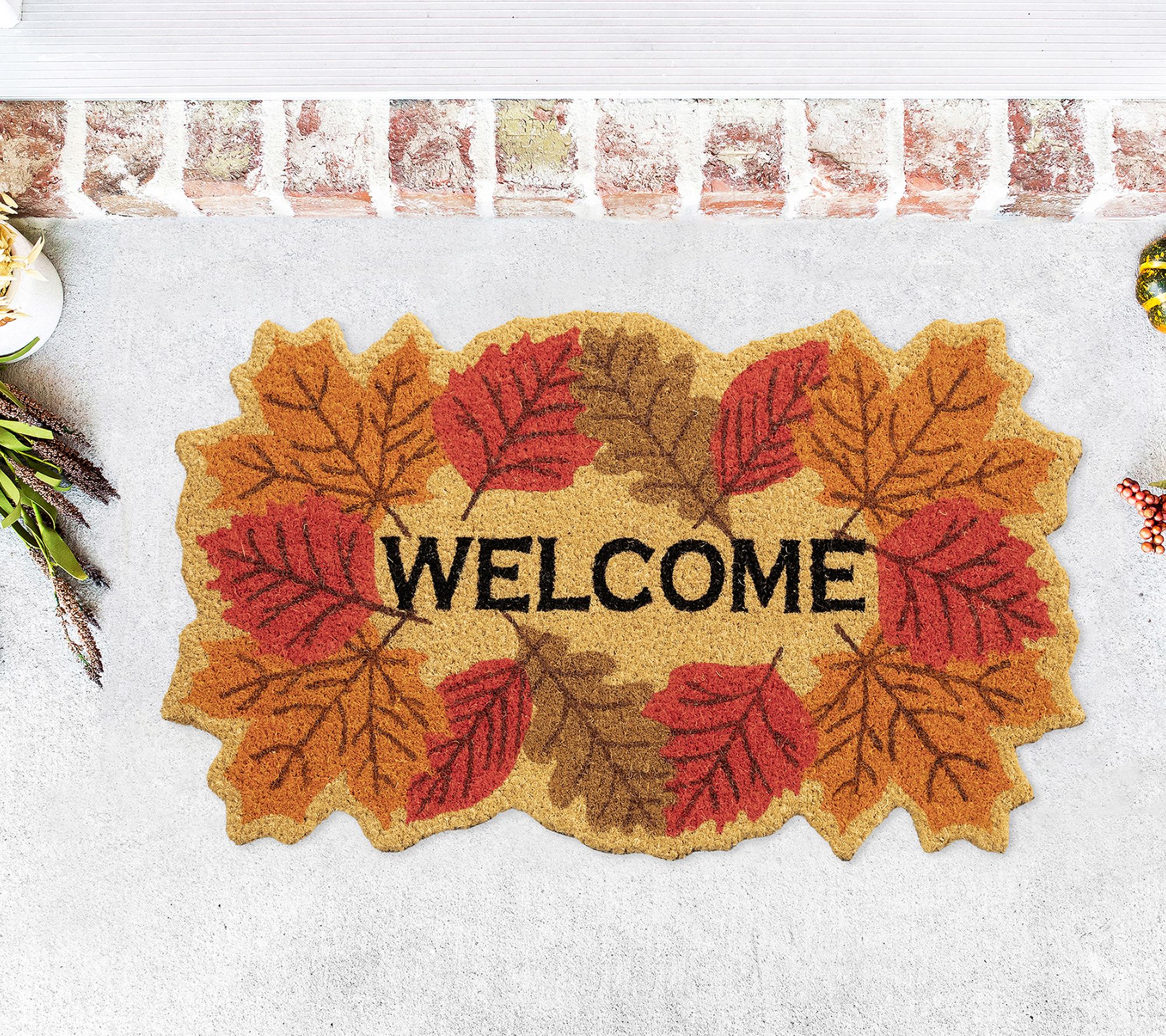 VCNY Home Multicolor Welcome Leaf Outdoor CoirDoormat