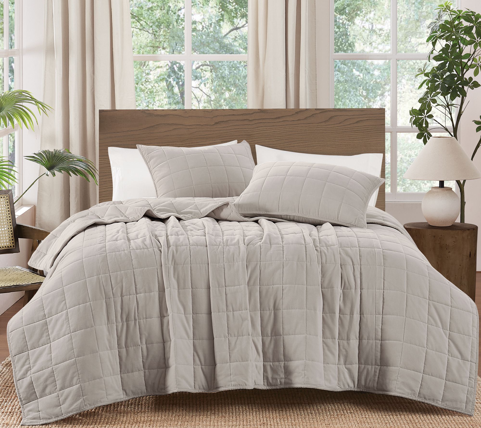 Brooklyn Loom Matte Cotton Velvet Box Stitch F/Q Quilt Set