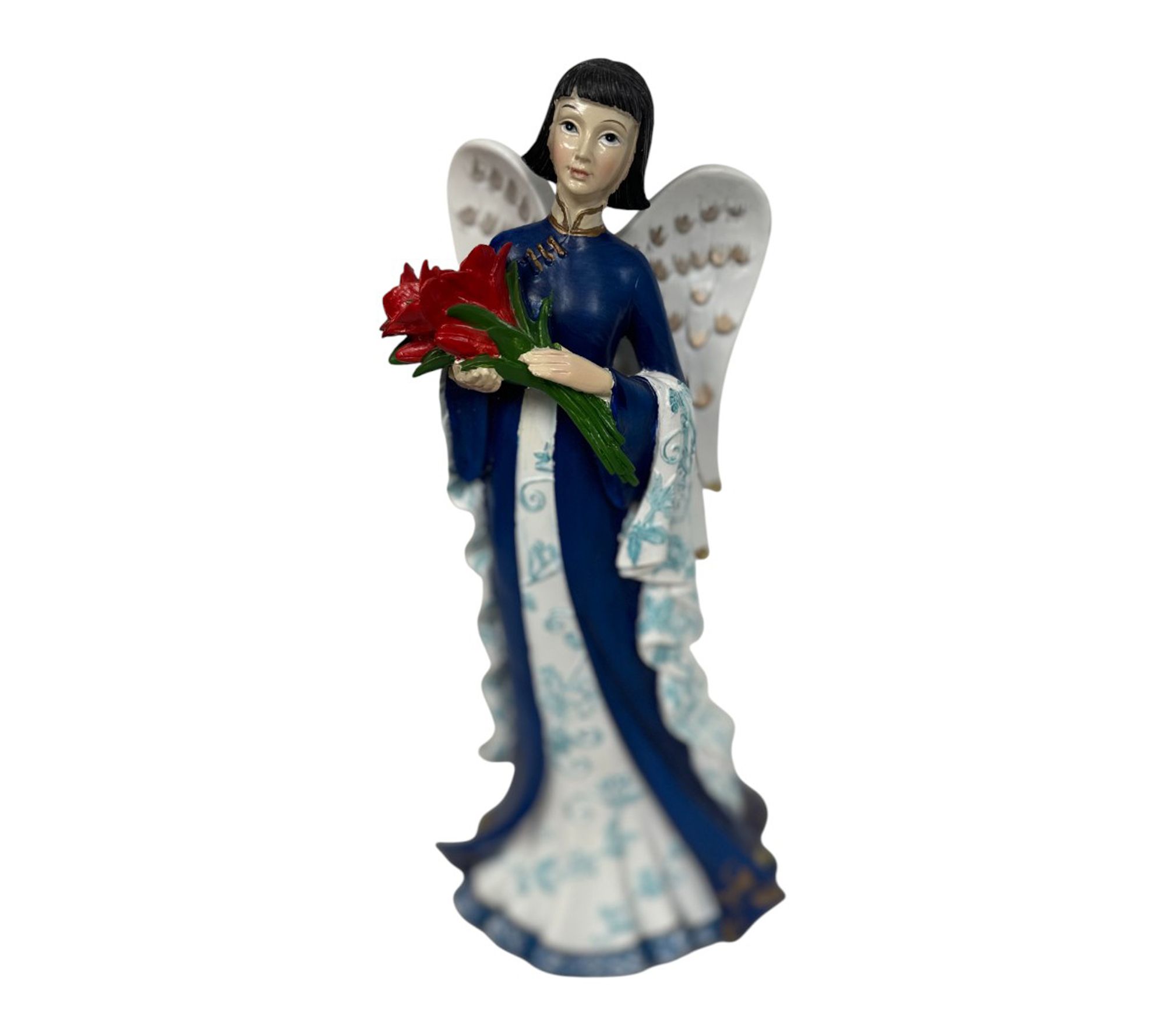 RC Home Decor 12" Asian Elegant Blue and Whitengel