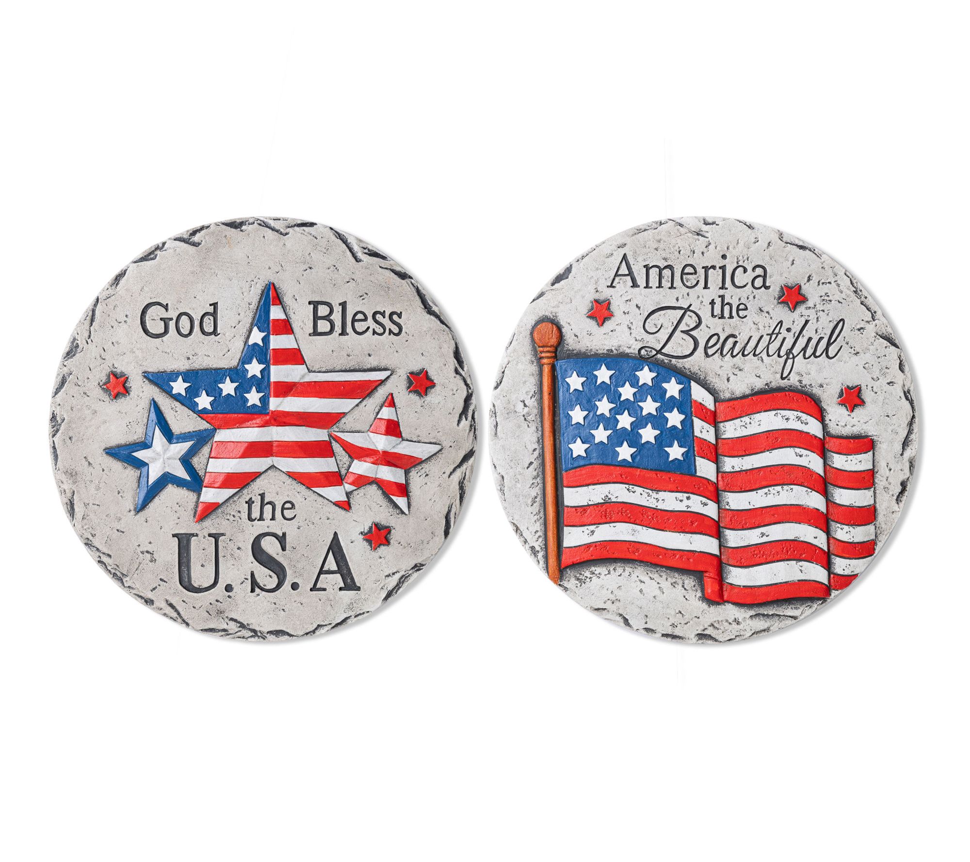 Glitzhome S/2 Patriotic Americana Flag Stars Stepping Stone
