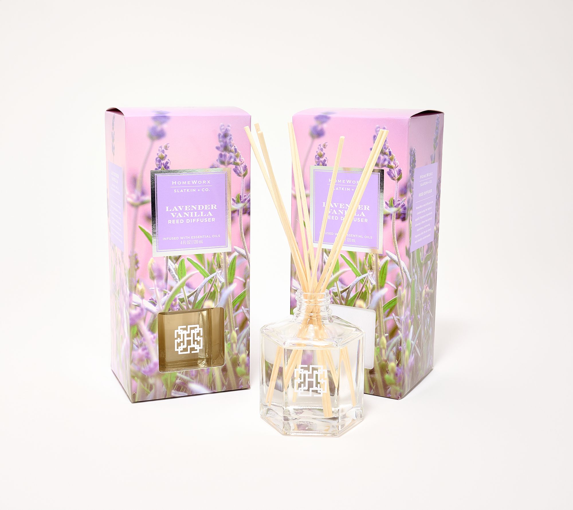 HomeWorx by Slatkin + Co. S/2 Lavender Vanilla Reed Diffusers