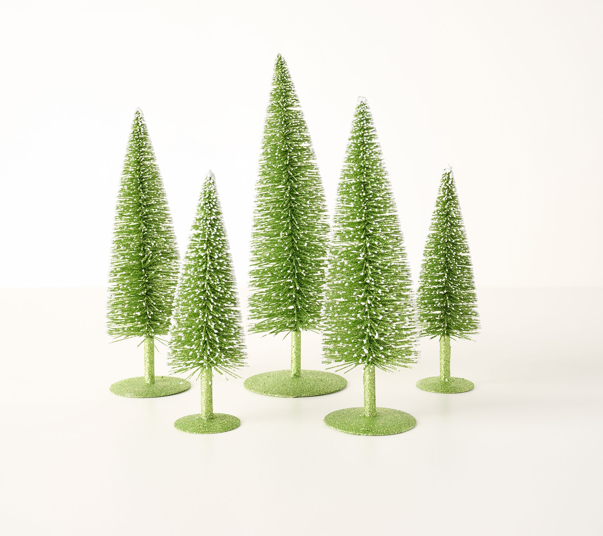 Set of 5 Glistening Bottlebrush Trees by Valerie