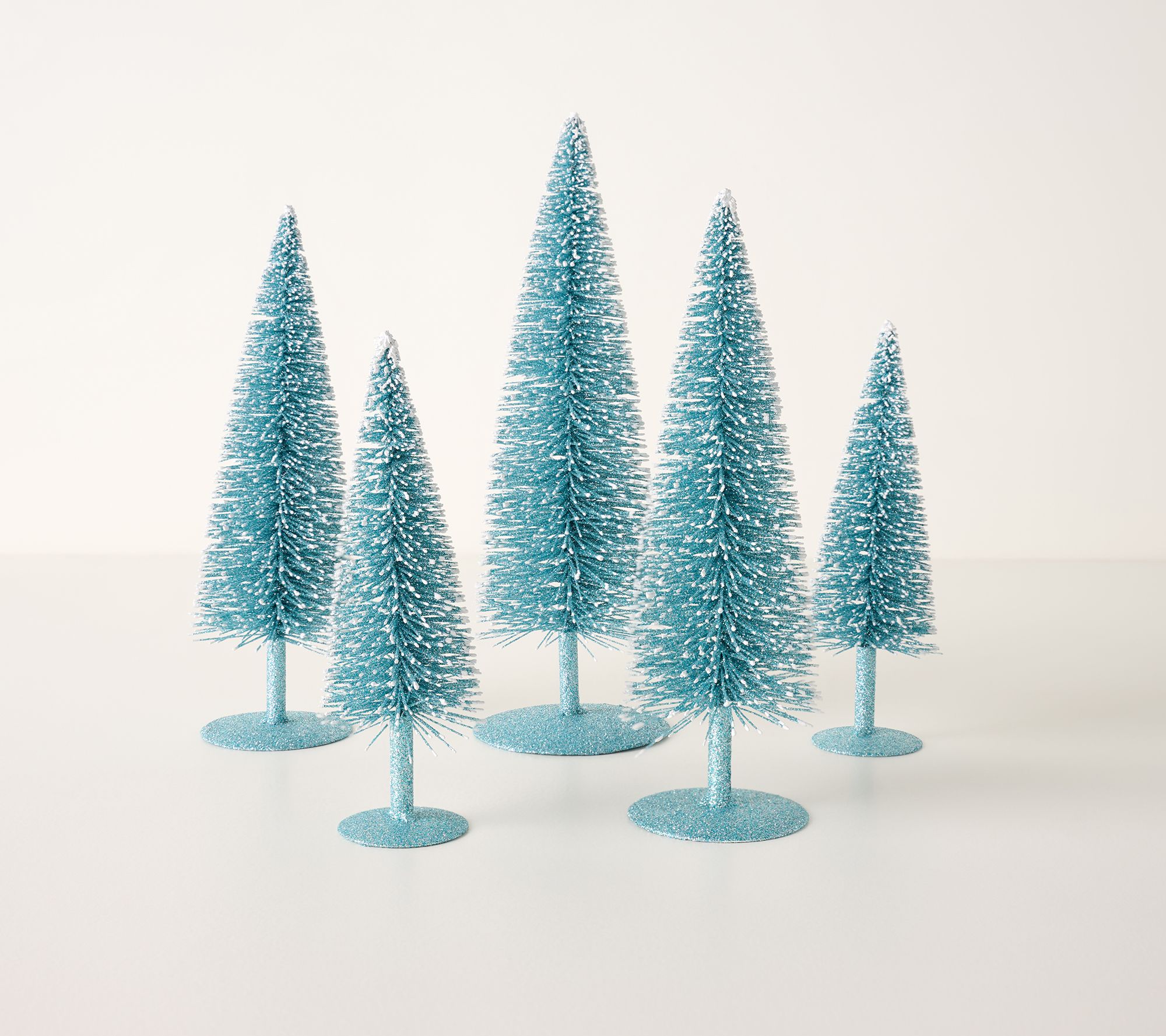 Set of 5 Glistening Bottlebrush Trees by Valerie