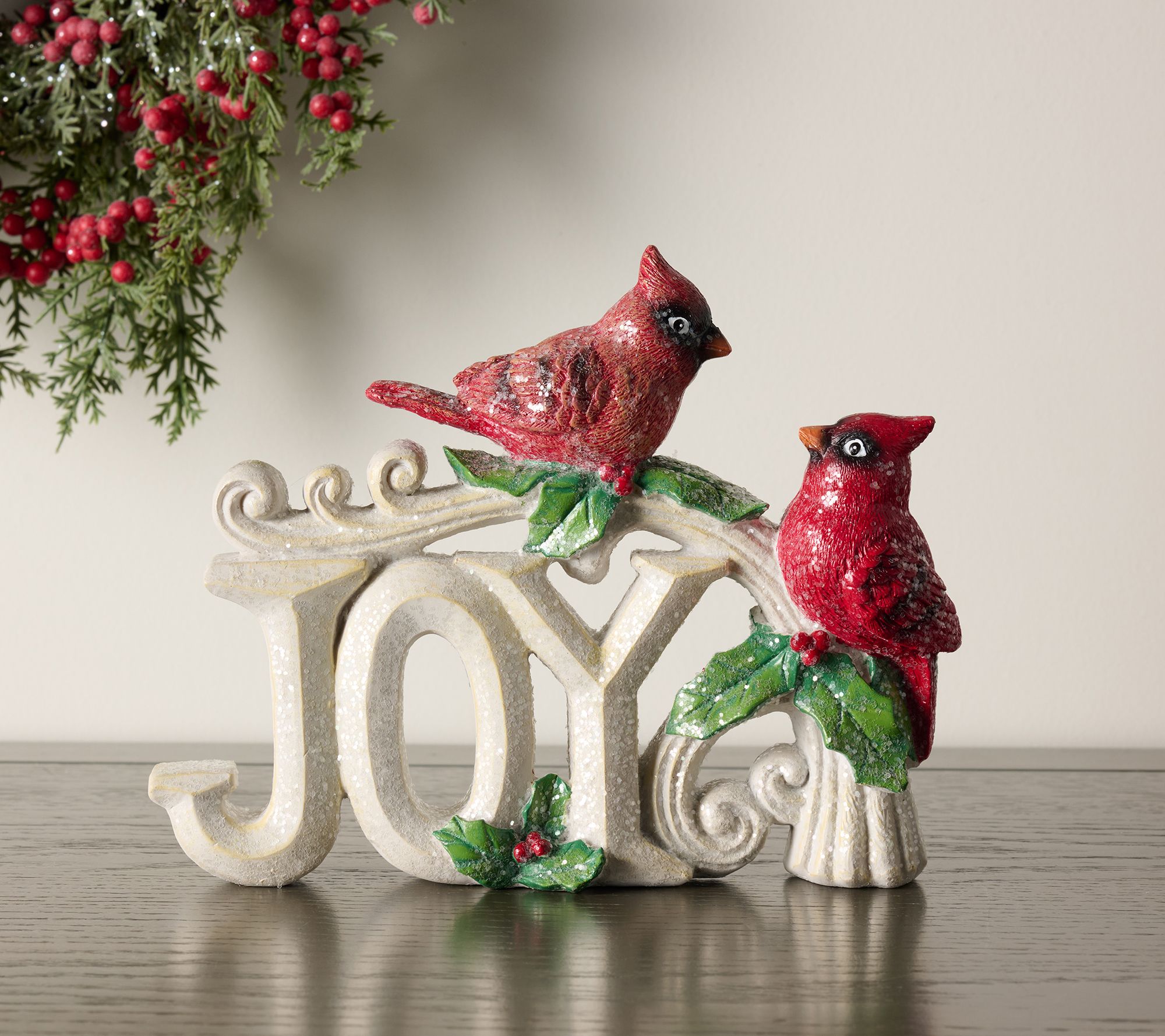 Glittered Inspirational Sign with Cardinals by Valerie