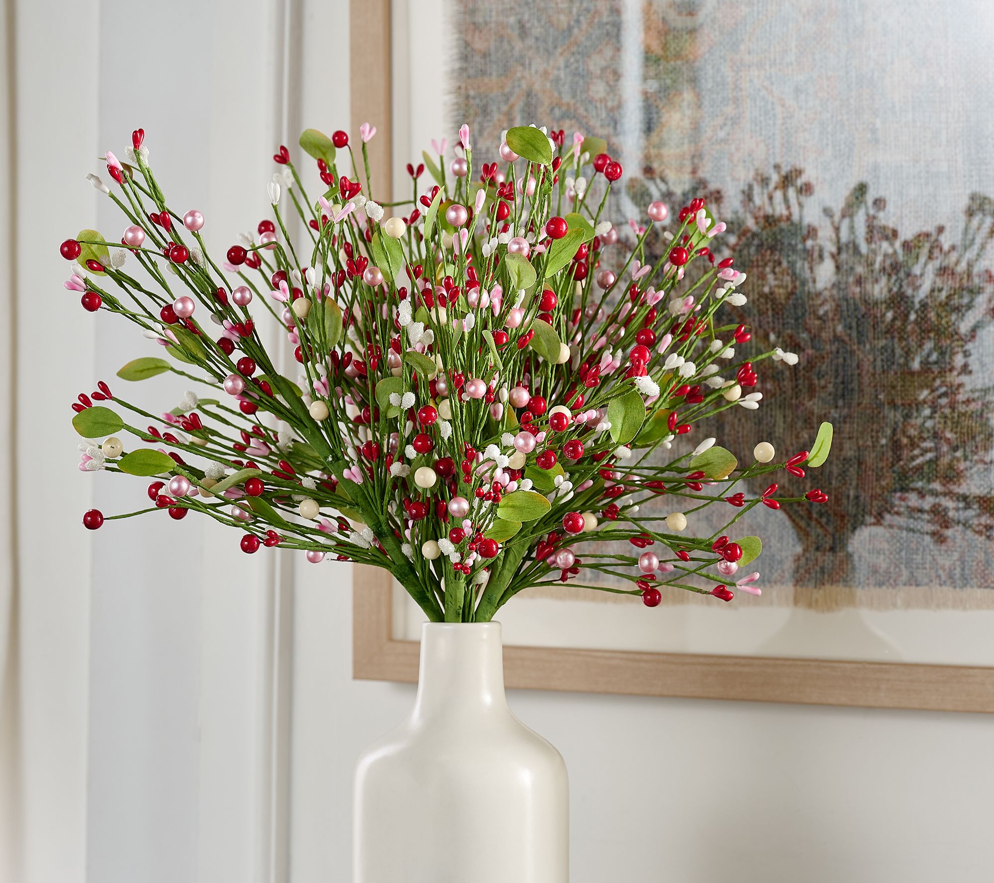 "As Is" Set of 6 Valentine Pip Berry and Pearl Picks by Valerie