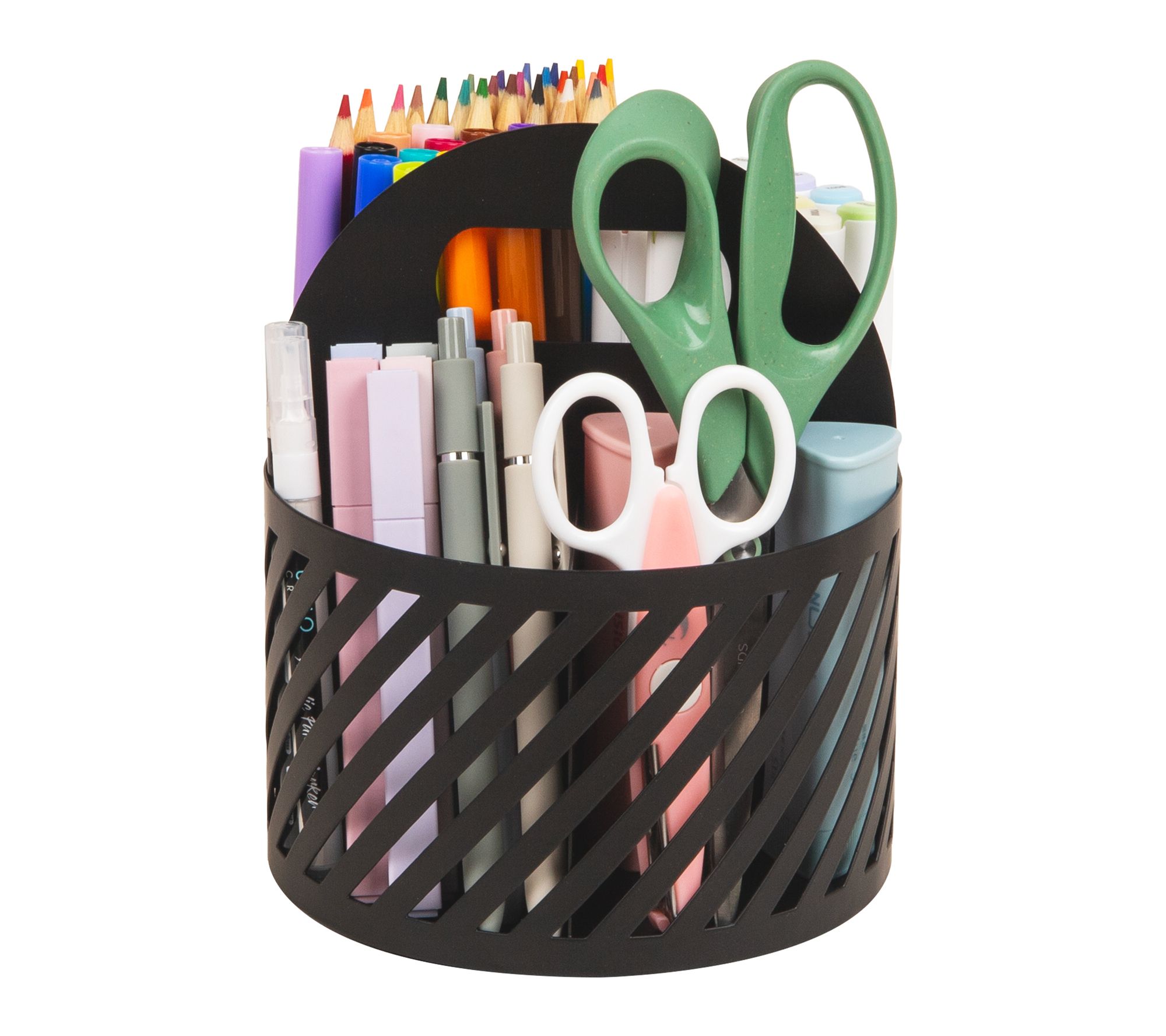 Mind Reader Round Metal Desktop Carousel Organi zer with Handle