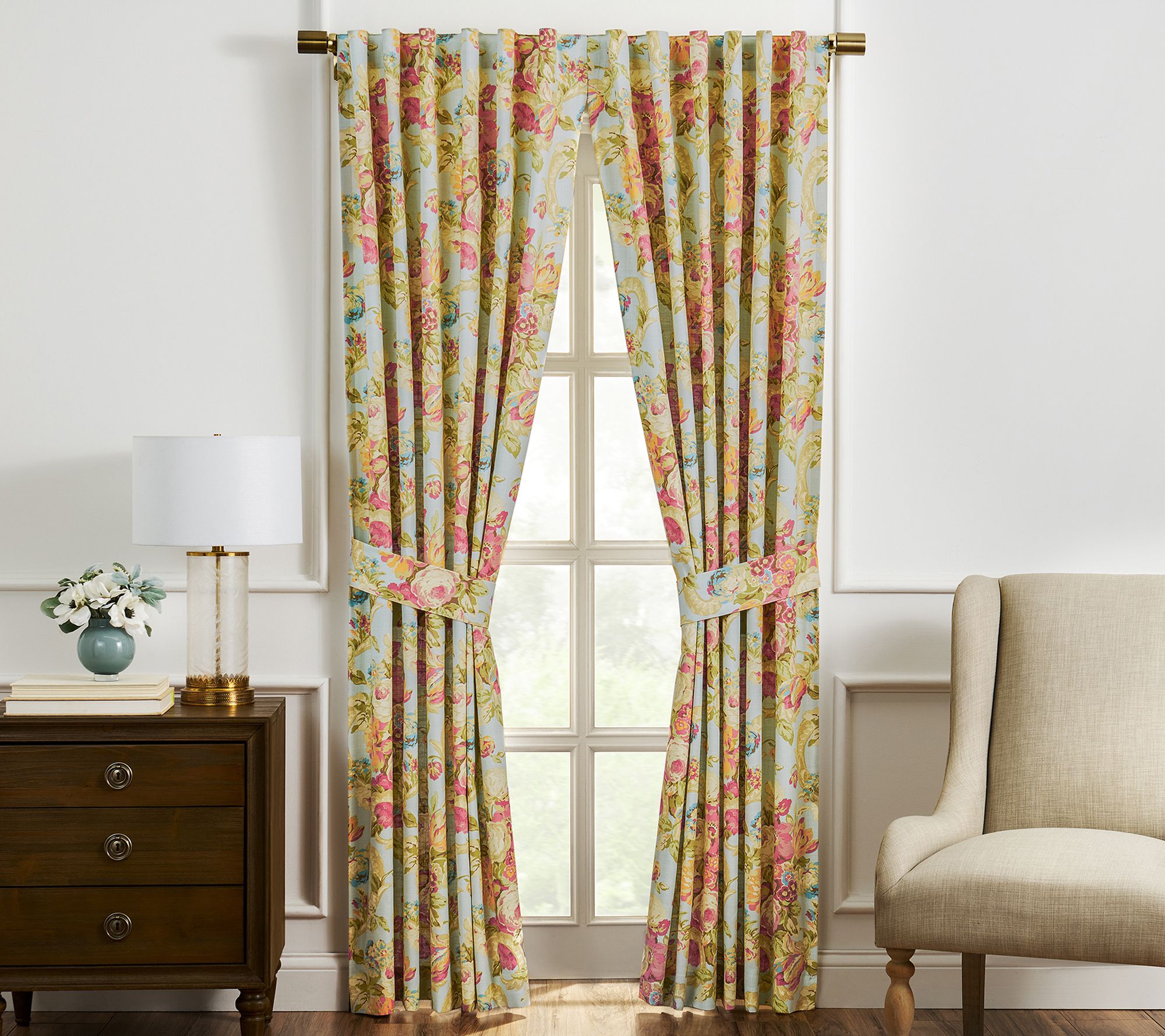 Waverly Spring Bling Curtain Window Panels 100% Cotton 52"X63"
