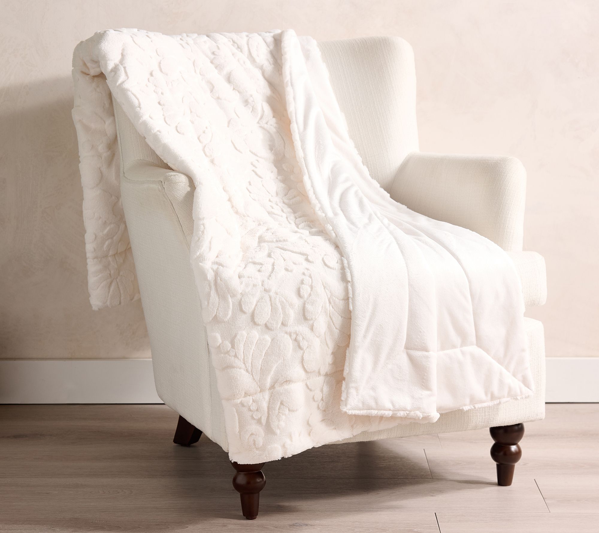 "As Is" Hotel Du Cobb Sculpted Faux Fur Throw by Dennis Basso