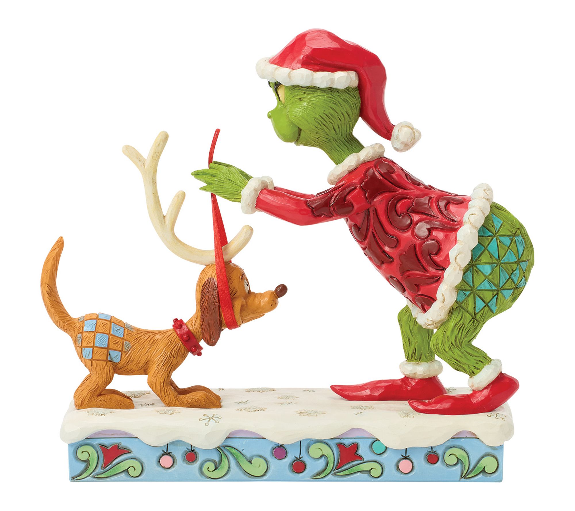 Jim Shore Grinch Tying Antlers on Max Figurine5.8in H
