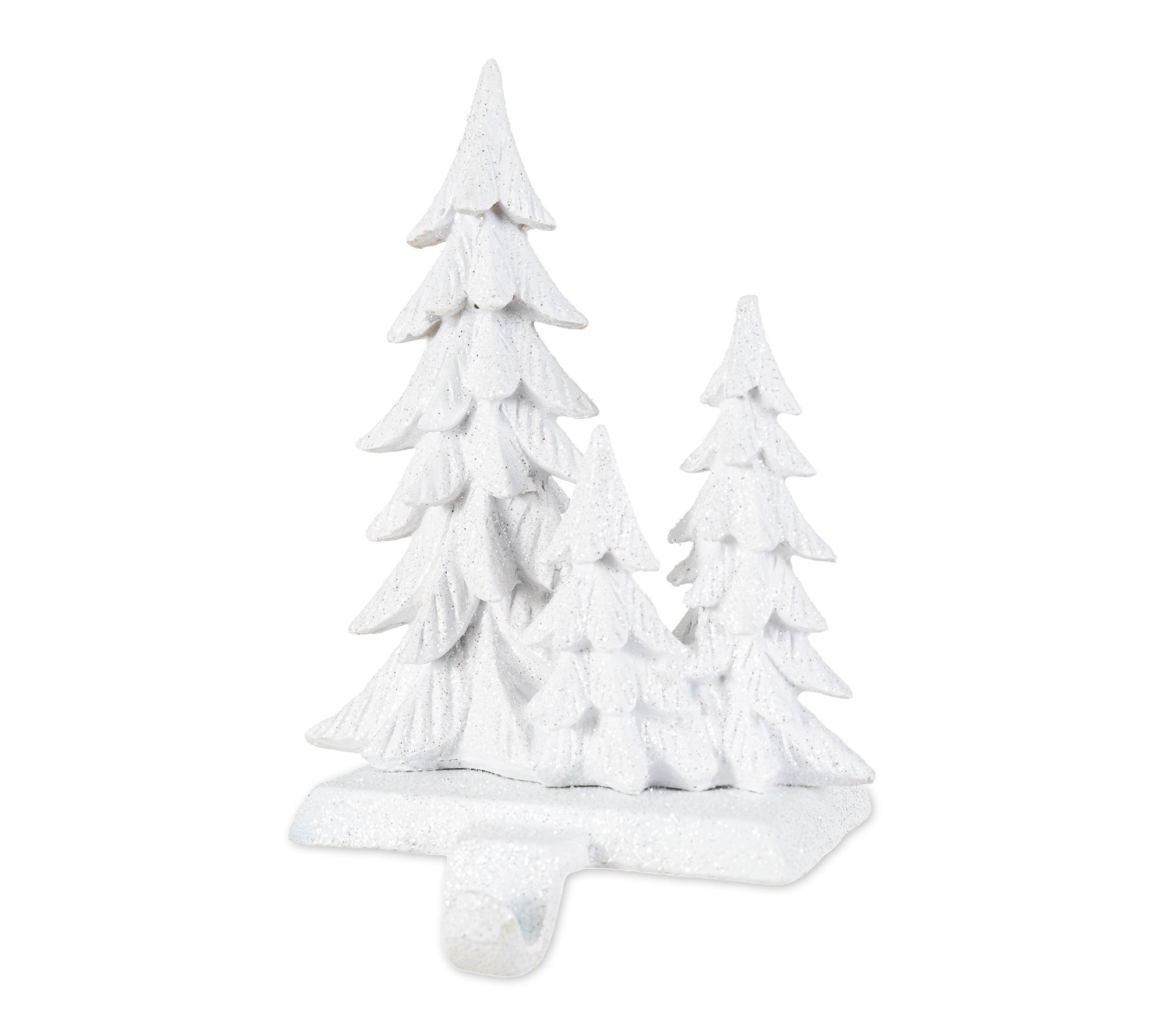 Glitzhome 7.5"H Resin White Glitter Trees Stocking holder