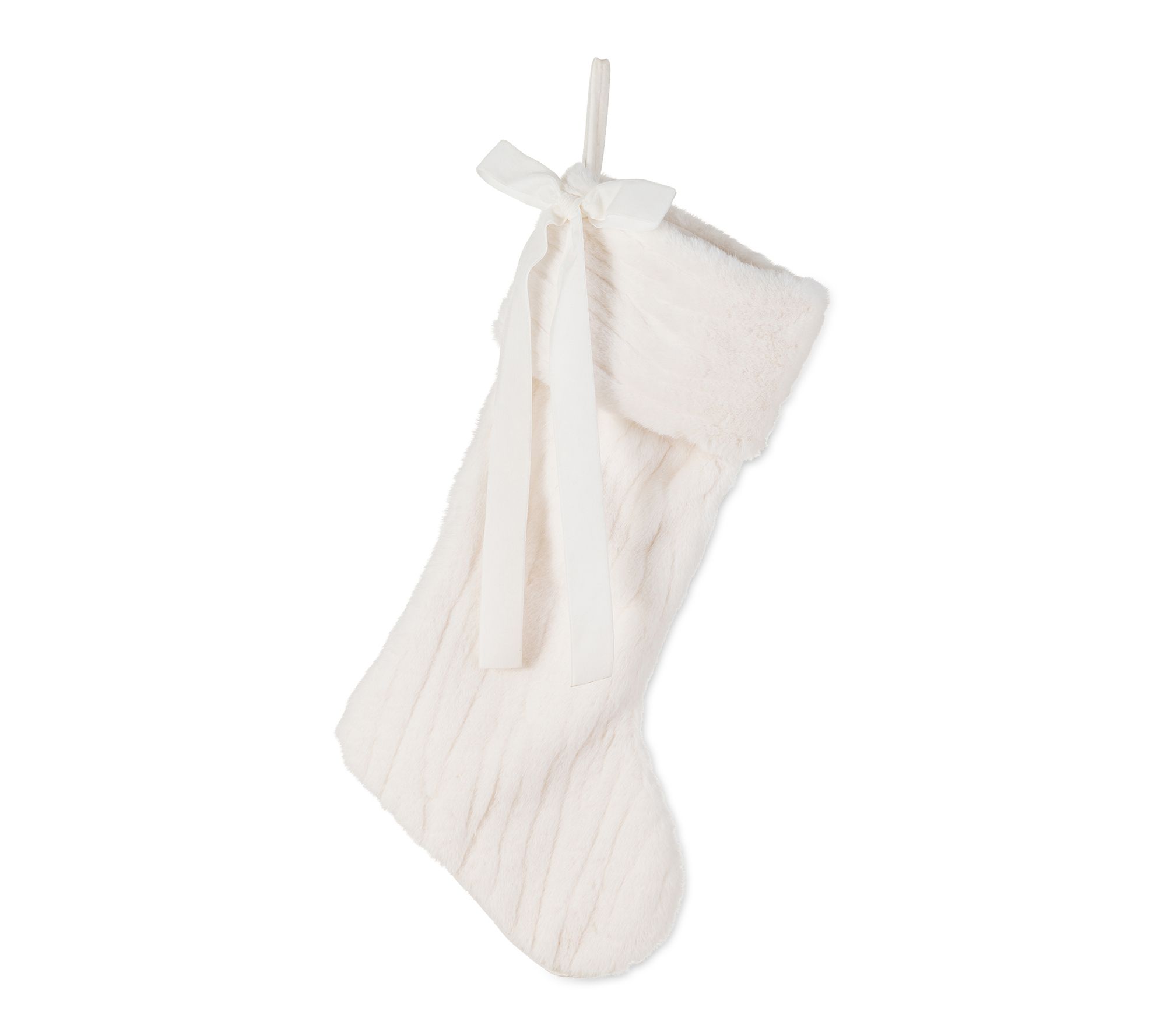 Glitzhome 24"L White Textured Minky Christmas Stocking