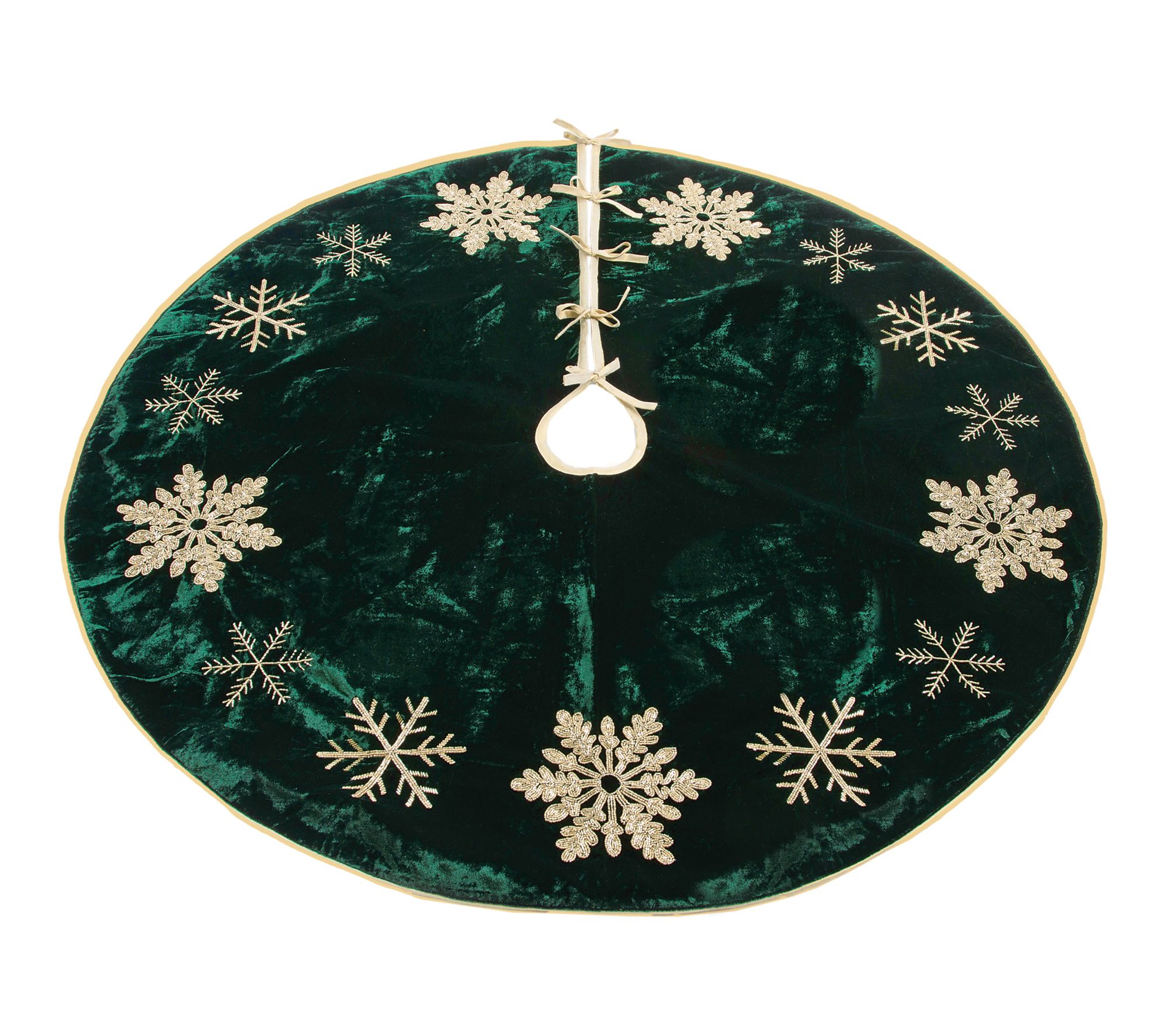 Melrose Embroidered Snowflake Christmas Tree Skirt 48"D