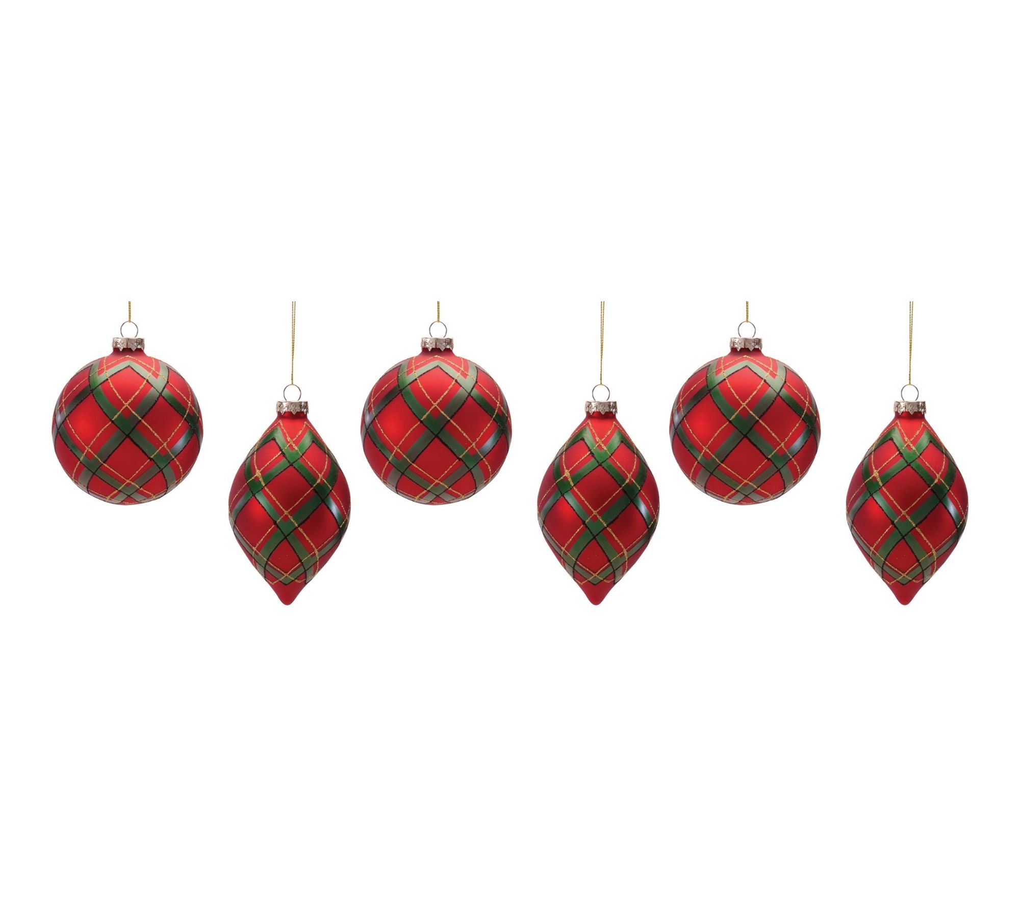 Melrose Plaid Glass Ornament (Set of 6)