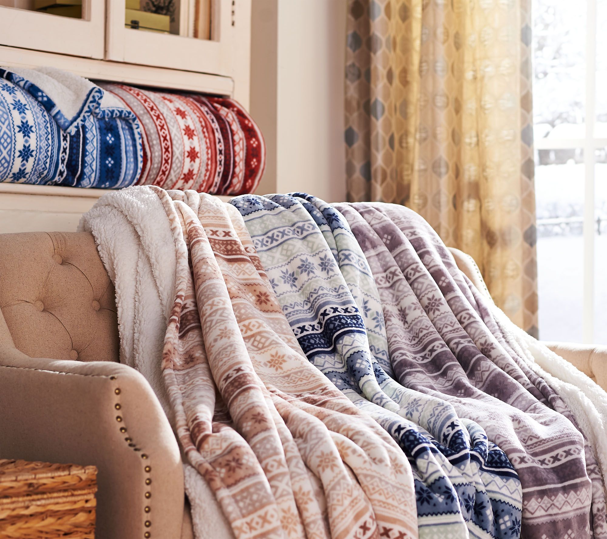 Berkshire Oversized Fair Isle Loftmink/Sherpa Blanket