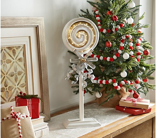 Kringle Express 24" Illuminated Metal Candy Lollipop with Stakes