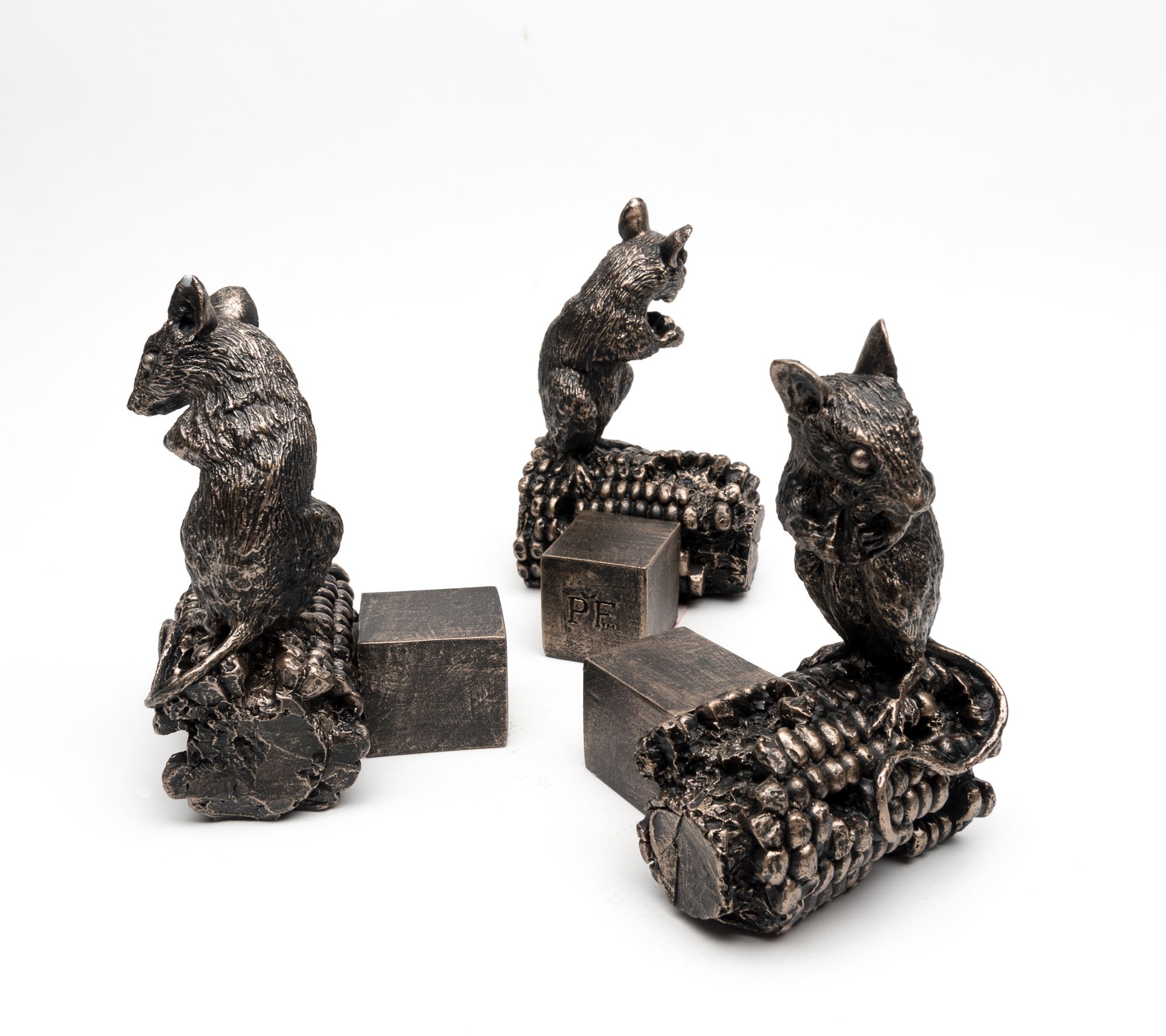 Jardinopia Potty Feet Bronze Mouse on Corn - Se t of 3