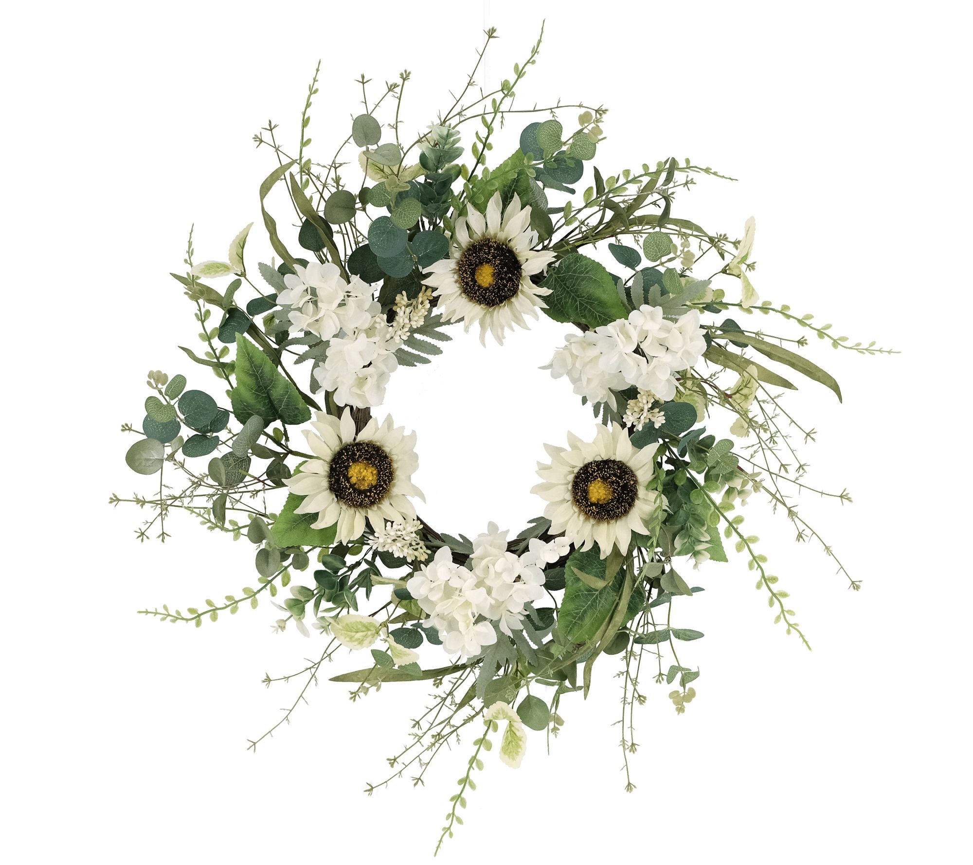 Puleo 24" Sunflower/Hydrangea Floral Spring Wre ath
