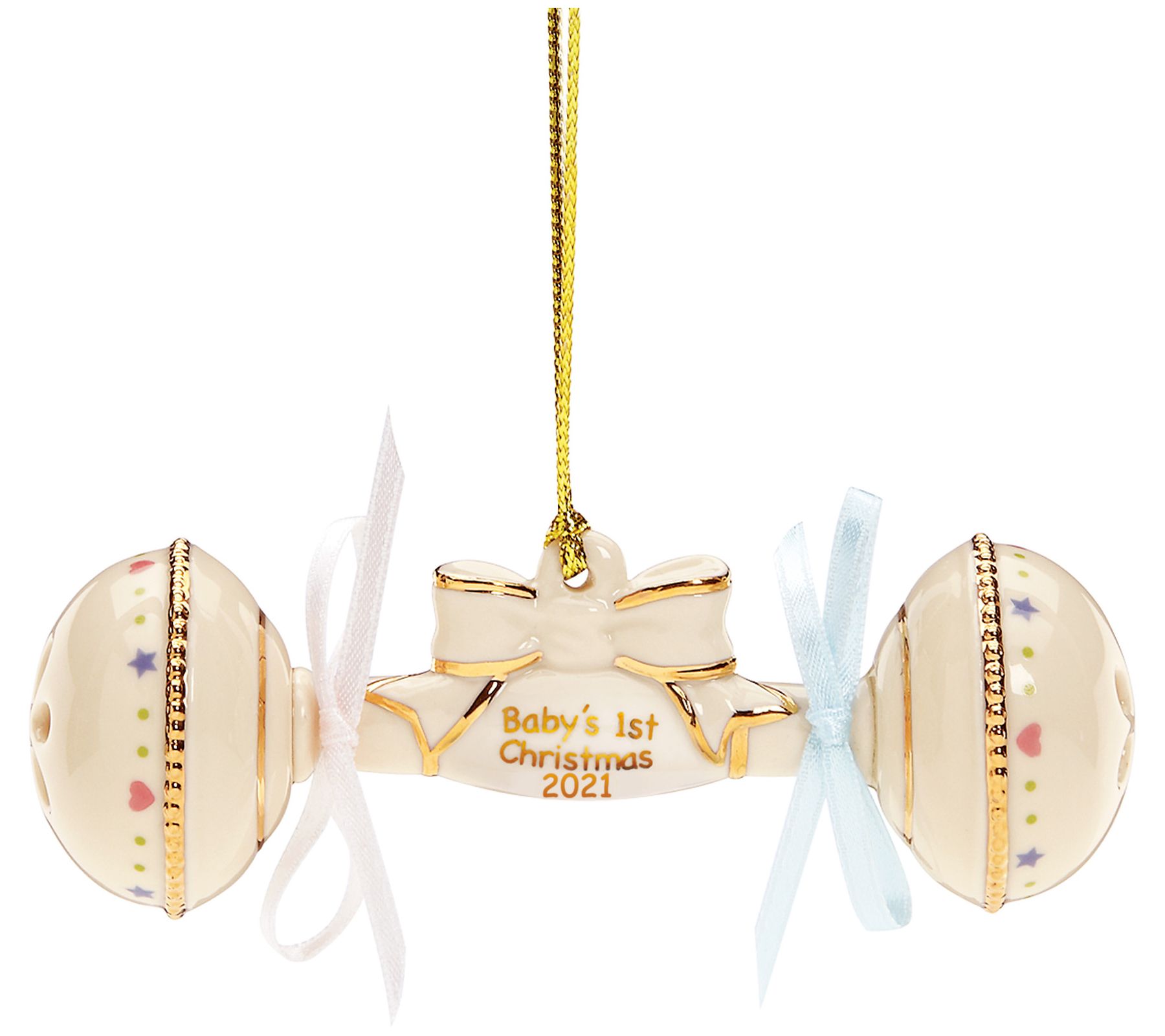 Lenox Our First Christmas Ornament 2022 Lenox 2021 Baby's First Christmas Rattle Ornament - Qvc.com