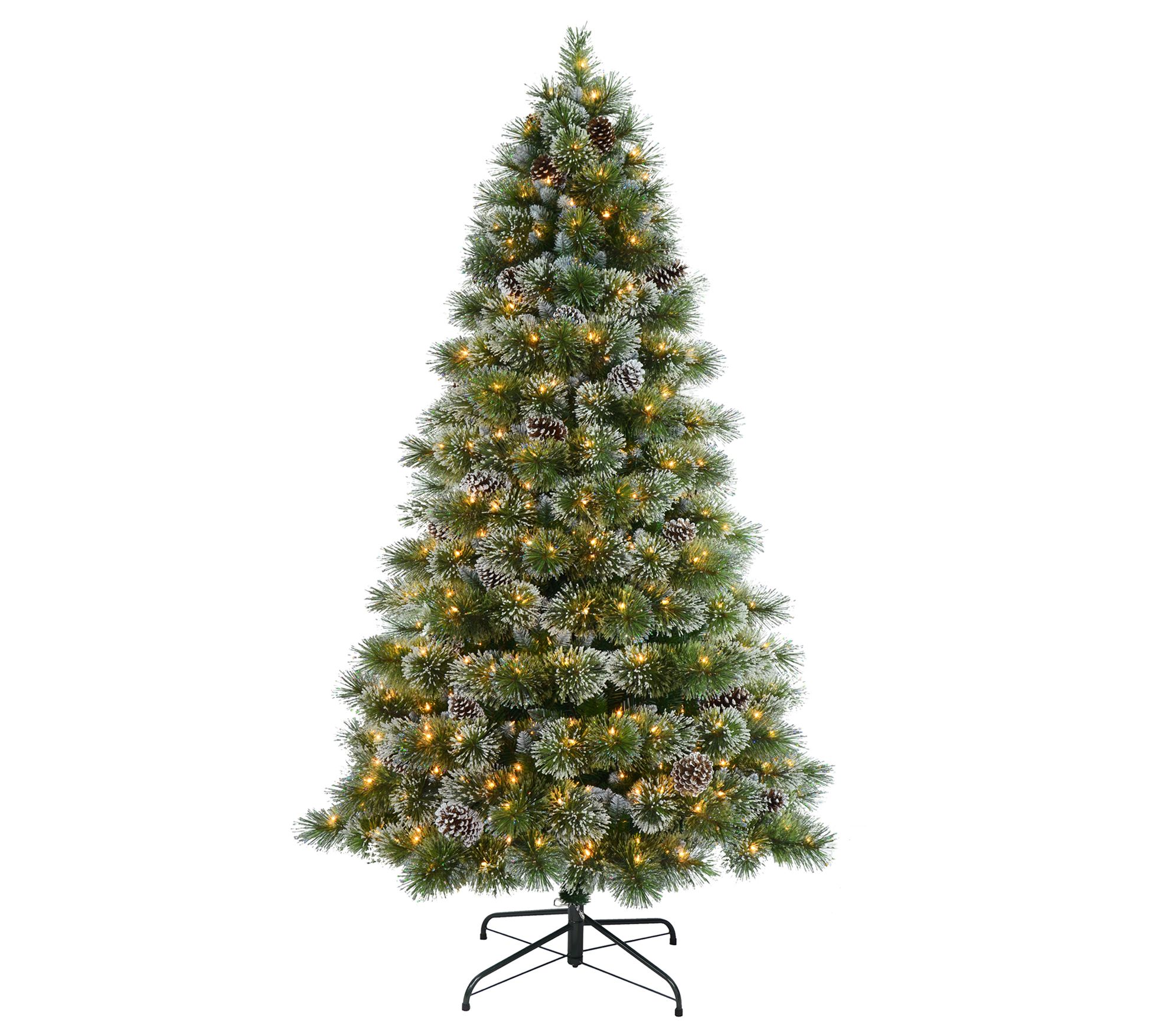 Puleo Pre-Lit 7.5' Frosted Boulder Pine Christmas Tree