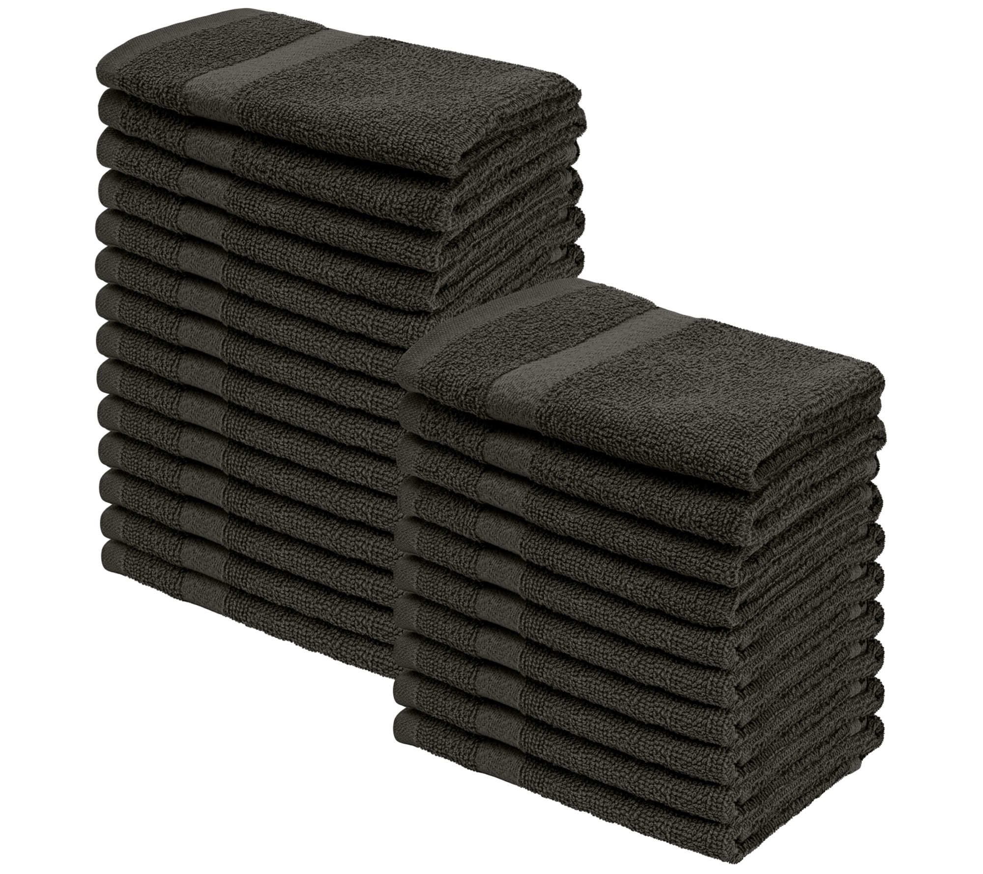 Bath Towel Set Bathroom Washcloth Face Hand Towels 100% Cotton Black  24-Piece