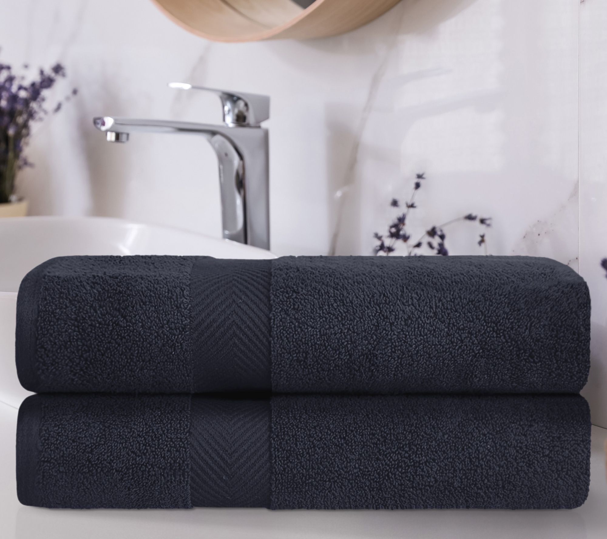 Superior Ribbed Cotton Ultra-Absorbent 4-Piece Silver Bath Towel Set, Size: 4 PC Bath Towels