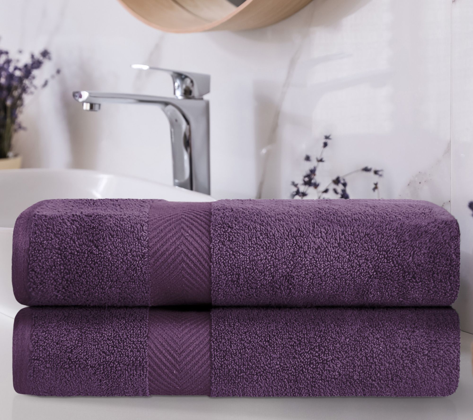 Superior Cotton 2-Piece Solid Zero-Twist Bath Sheet Towel Set