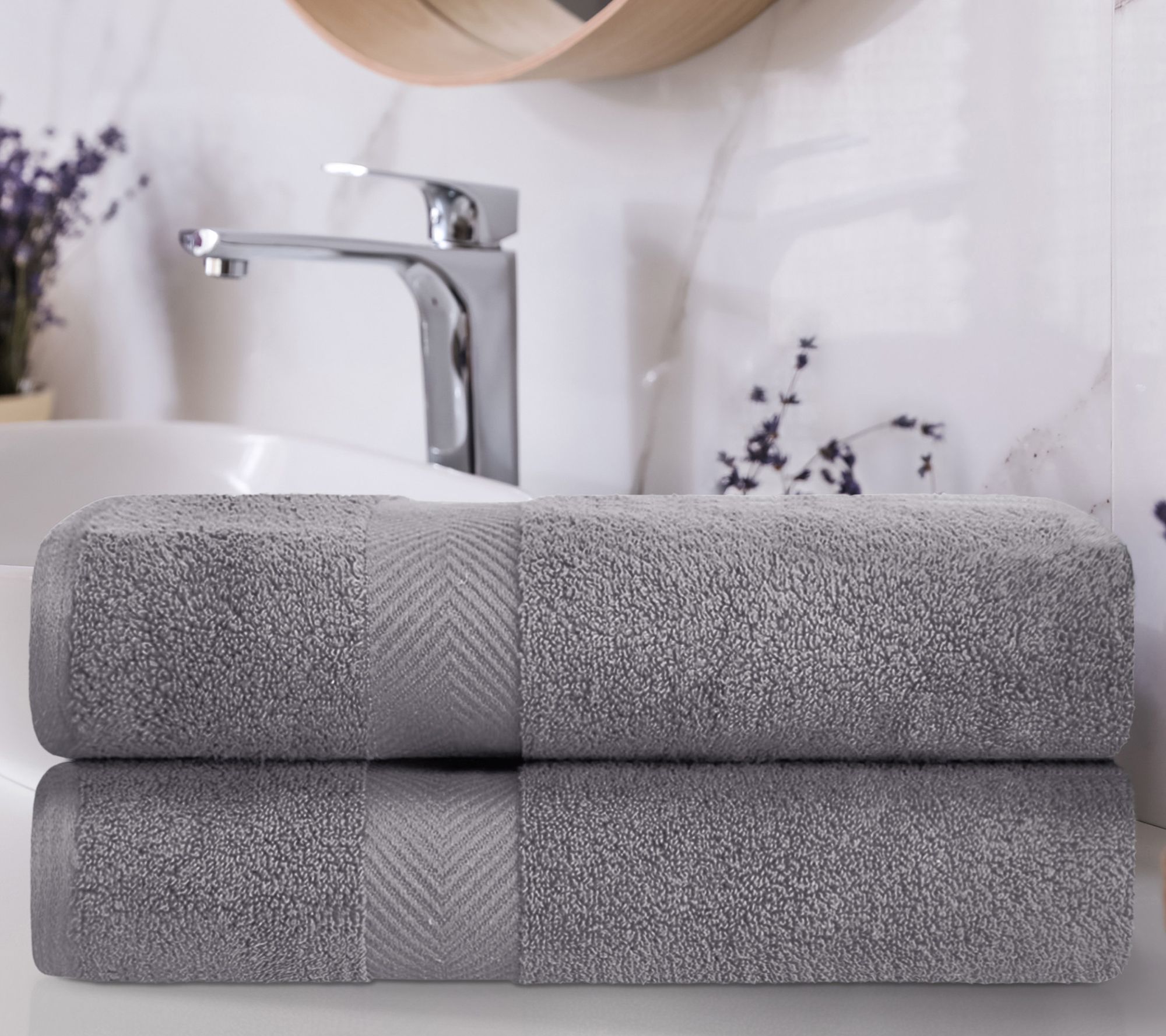 Superior Cotton 2-Piece Solid Zero-Twist Bath Sheet Towel Set