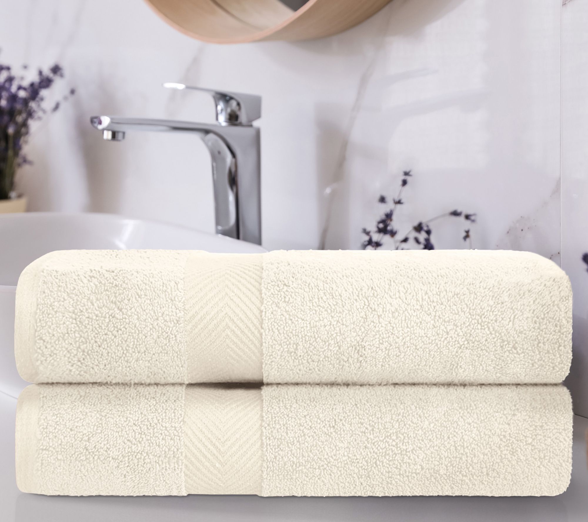 Superior Cotton 2-Piece Solid Zero-Twist Bath Sheet Towel Set
