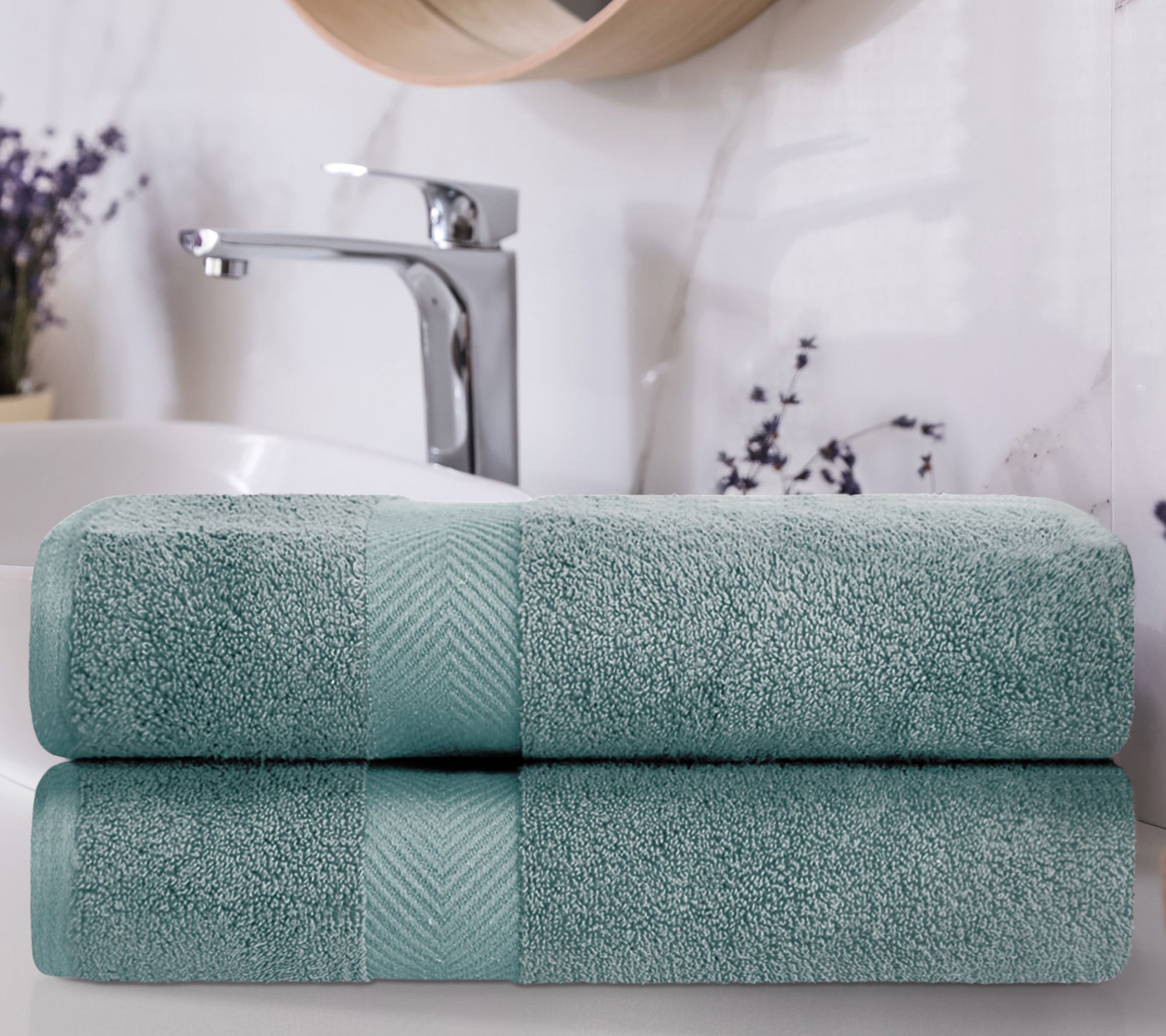 Superior Cotton 2-Piece Solid Zero-Twist Bath Sheet Towel Set