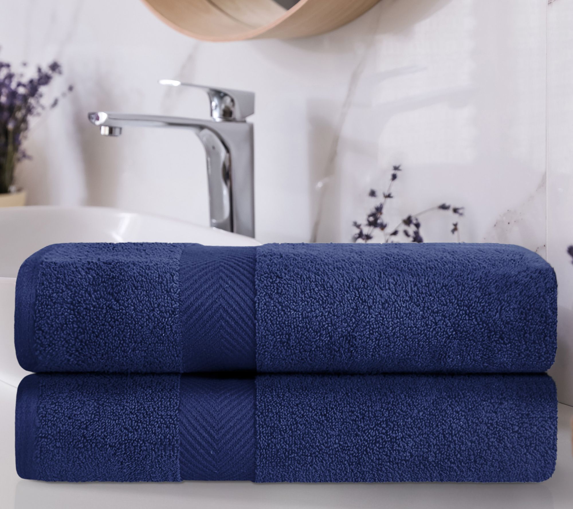 Superior Cotton 2-Piece Solid Zero-Twist Bath Sheet Towel Set