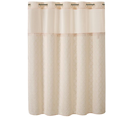 Hookless Modern Mosaic Embroidery Shower Curtain and Liner