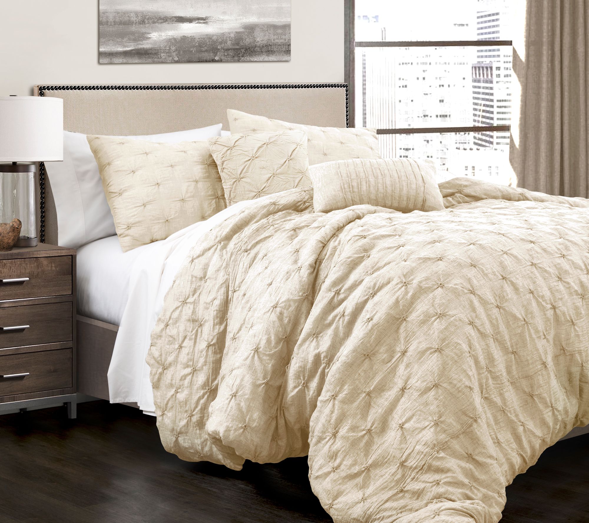 Ravello Pintuck 5-Piece King Comforter Set by Lush Decor