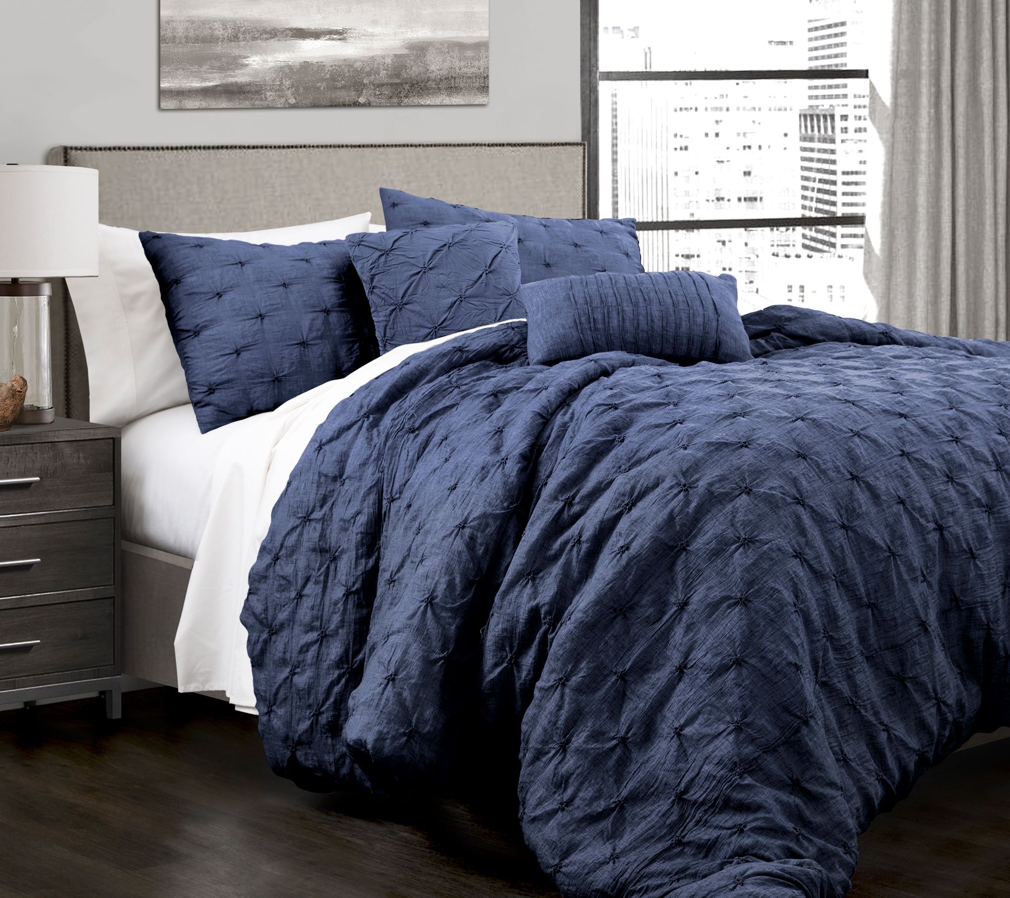 Ravello Pintuck 5-Piece King Comforter Set by Lush Decor