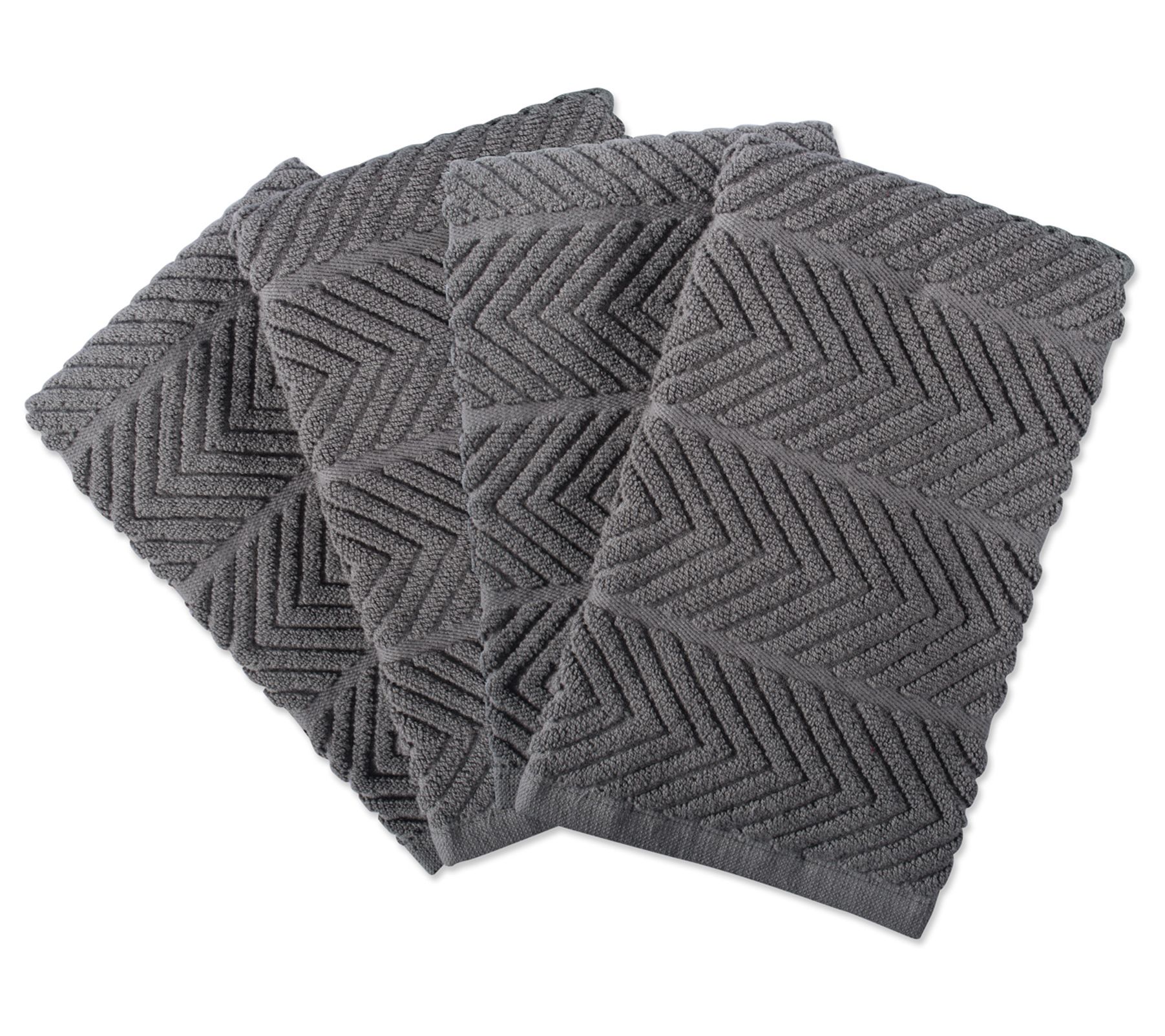 Design Imports Set of 4 Cotton Luxury Chevron Kitchen Towels