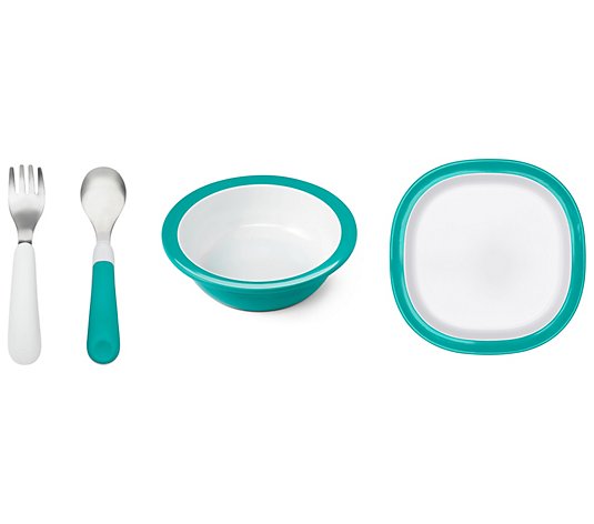 OXO Tot Melamine Plate, Melamine Bowl, and Forkand Spoon Set