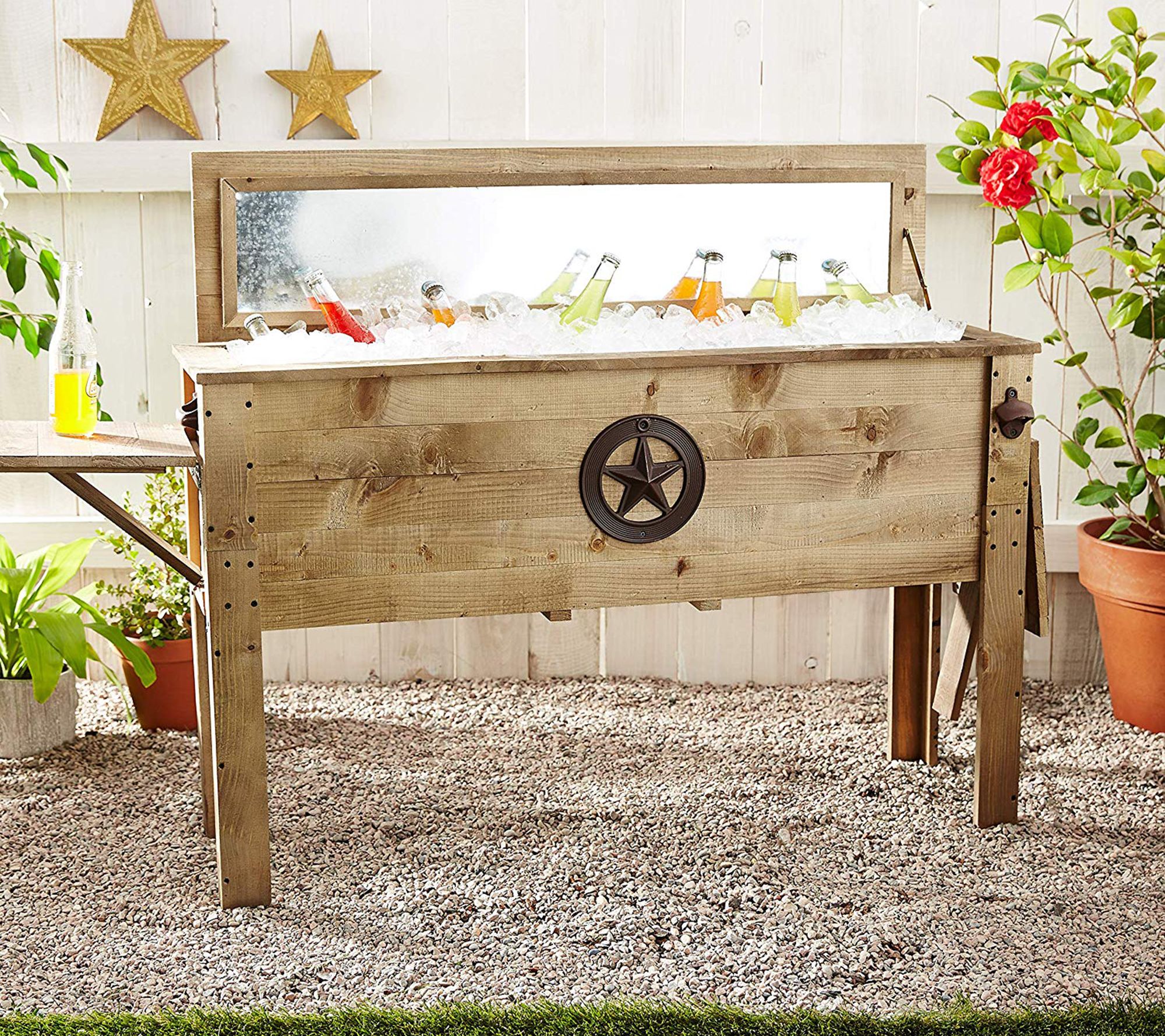 Backyard Expressions Outdoor Wooden Patio Cooler - 87 Quart - QVC.com