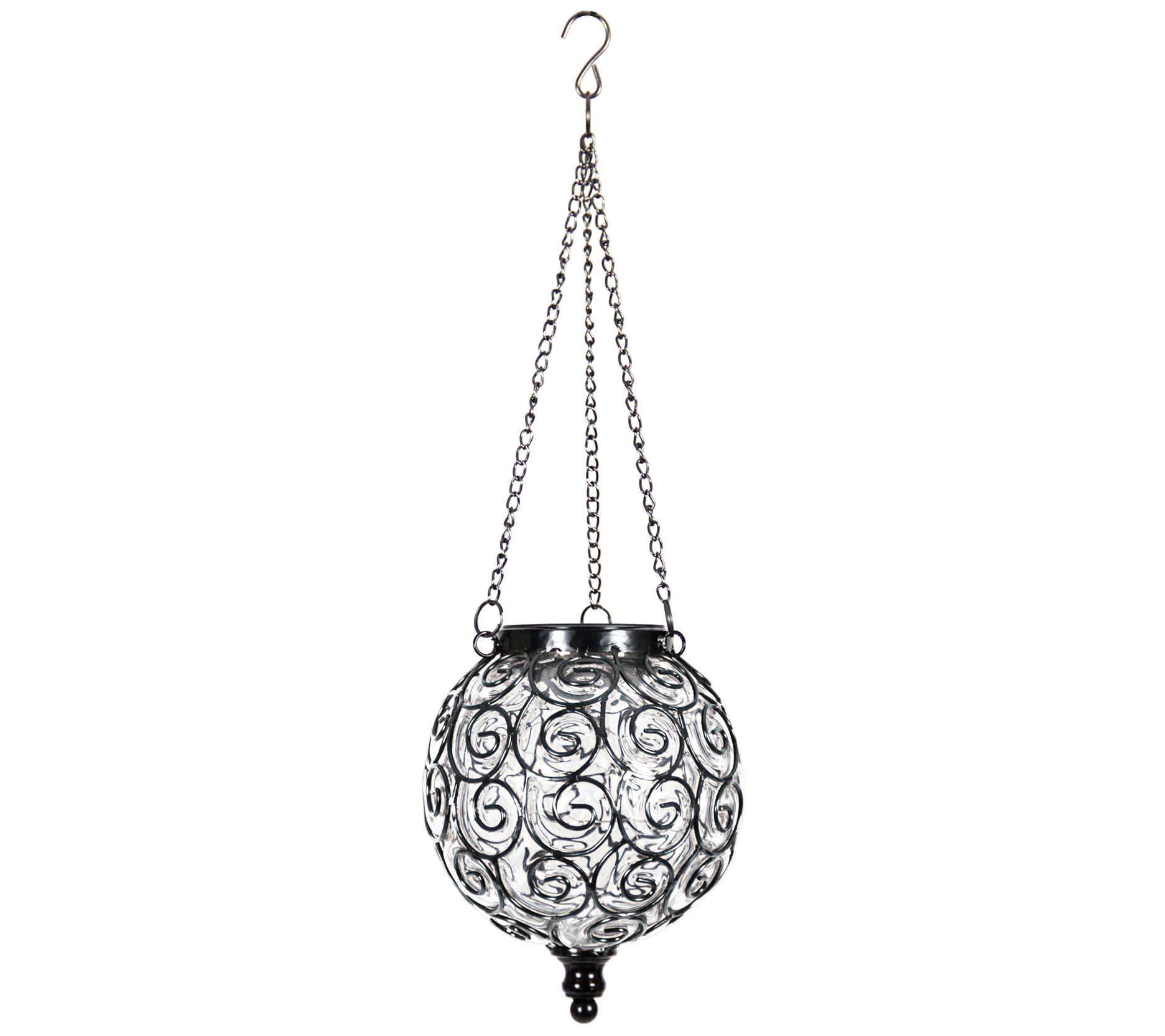 Round Solar Glass Hanging Lantern by Exhart