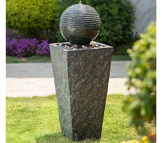 Glitzhome Floating Sphere Pedestal Fountain W Pump & LED Light