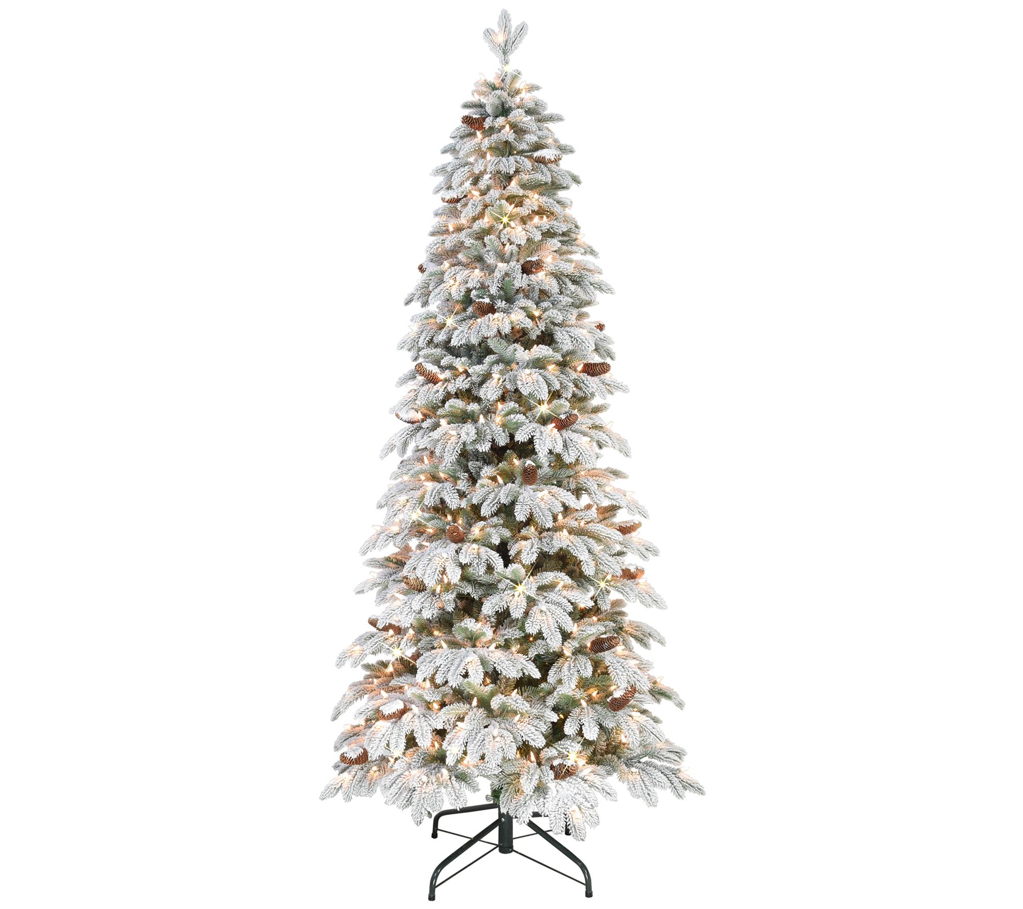 Puleo International 7.5' Prelit Flock Slim Montana Spruce Tree
