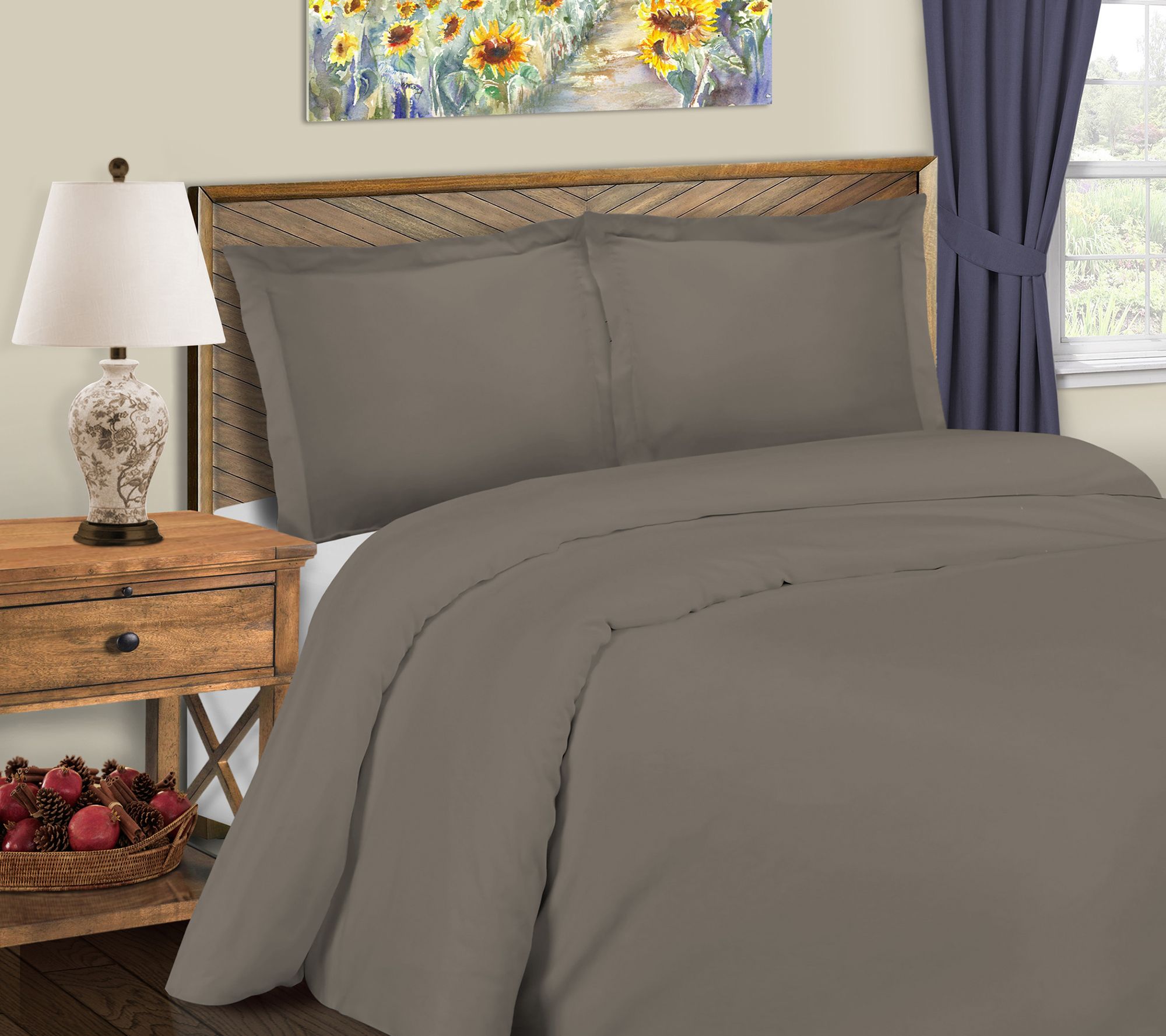 Superior 600TC Solid Cotton Blend Duvet Set, King/Cal.King