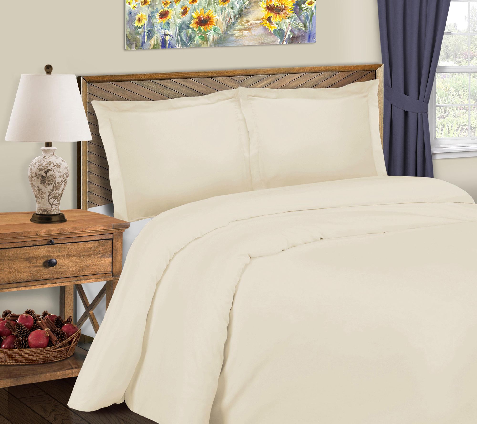 Superior 600TC Solid Cotton Blend Duvet Set, King/Cal.King