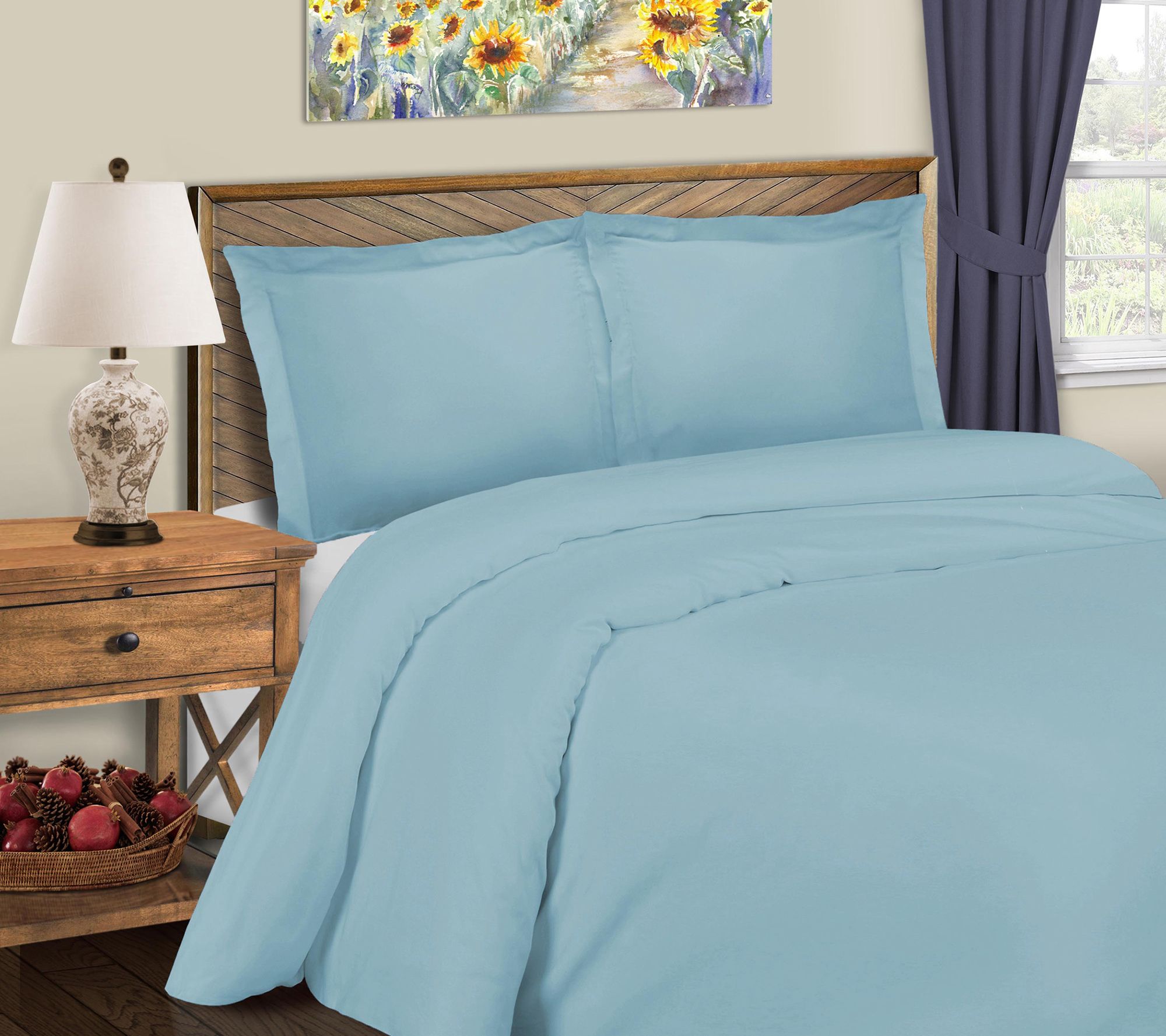 Superior 600TC Solid Cotton Blend Duvet Set, King/Cal.King