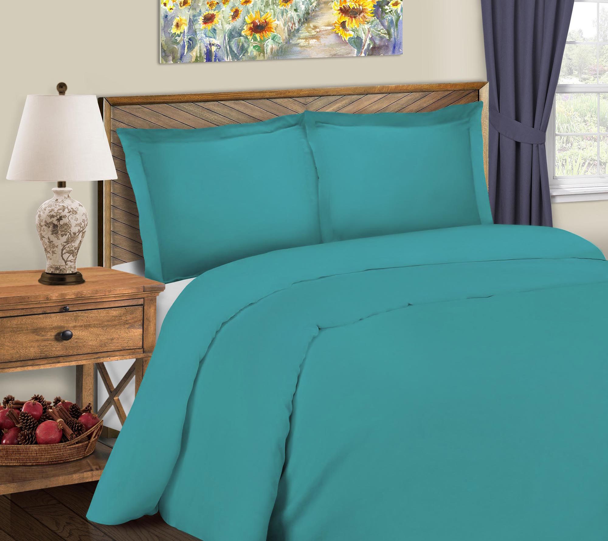 Superior 600TC Solid Cotton Blend Duvet Set, King/Cal.King