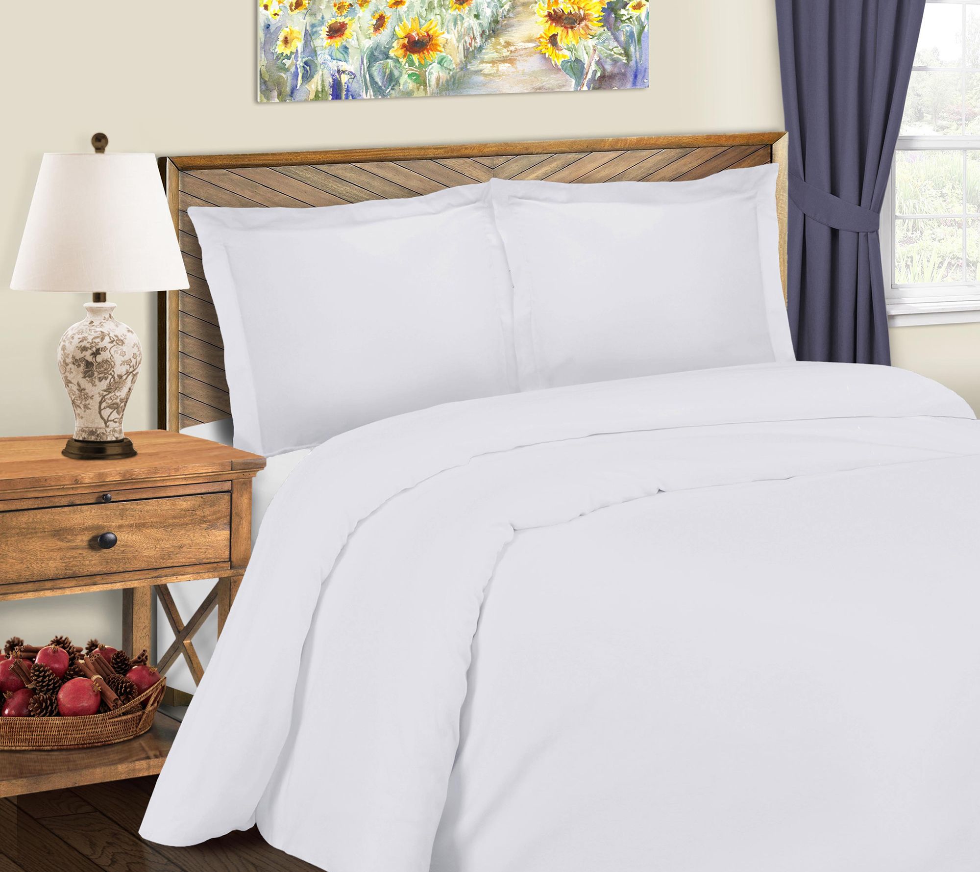 Superior 600TC Solid Cotton Blend Duvet Set, King/Cal.King