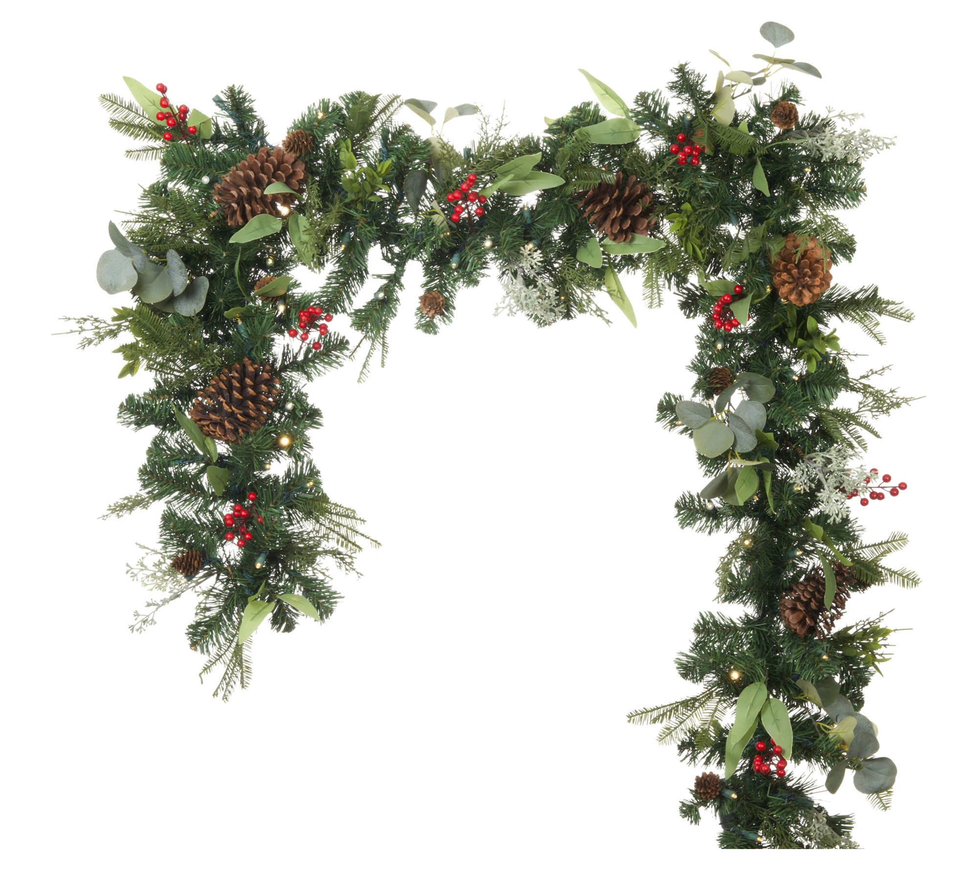 Village Lighting 9 ft Pre-Lit LED Garland - Chr istmas Woods