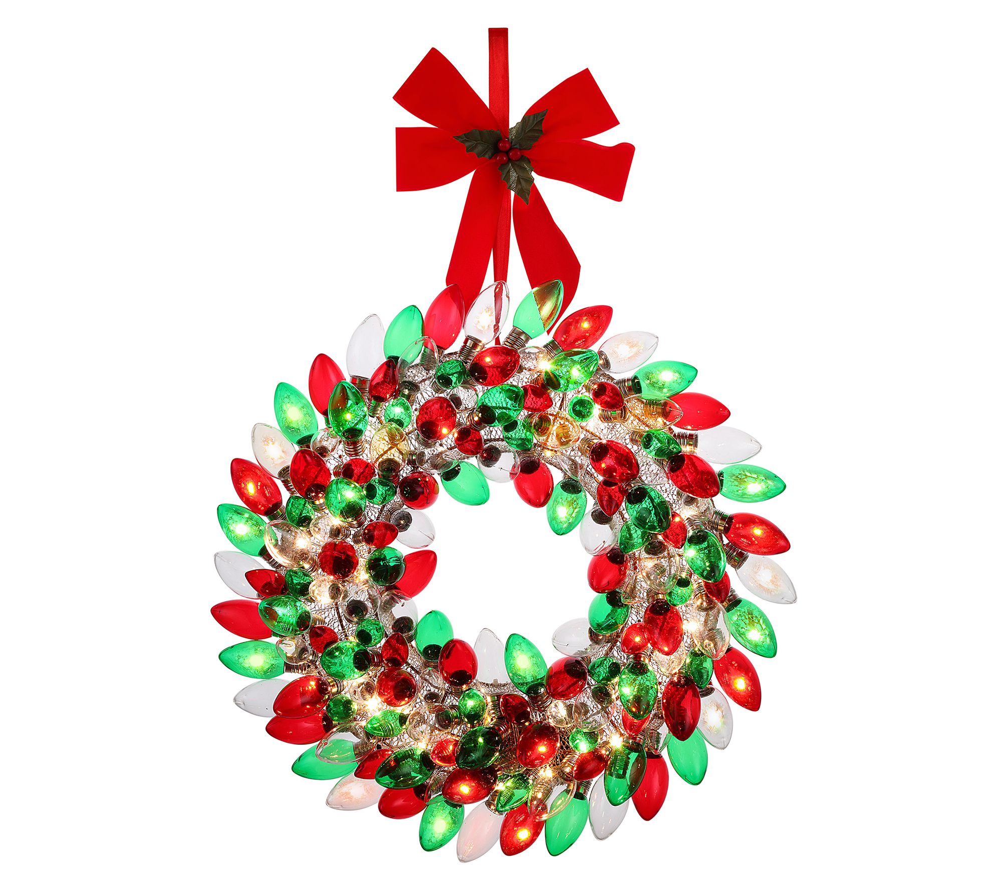 Mr. Christmas 17" Retro C9 Bulb Wreath - Red &een
