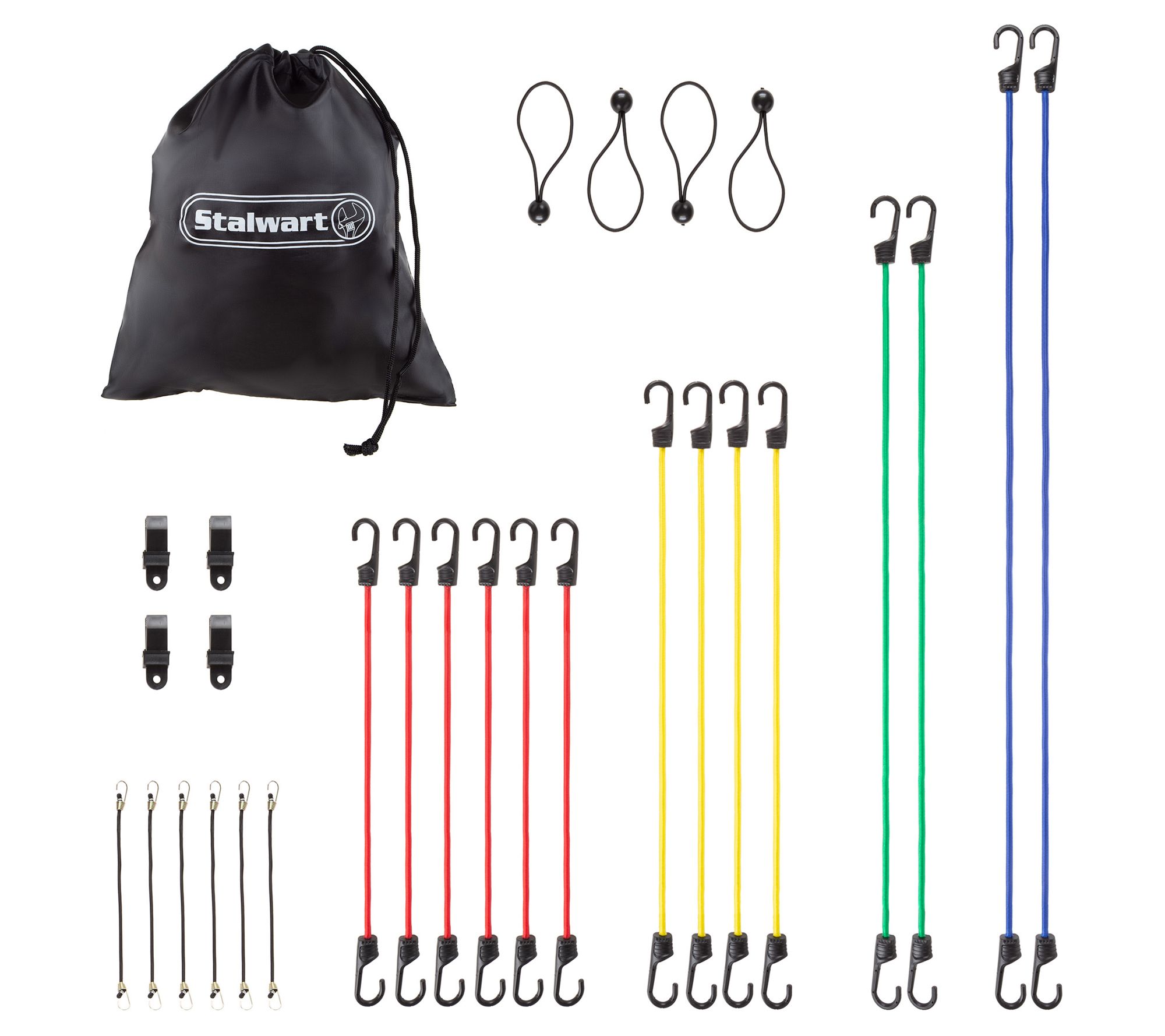 Stalwart 28 PC Bungee Cord Set Assortment of 5Sizes